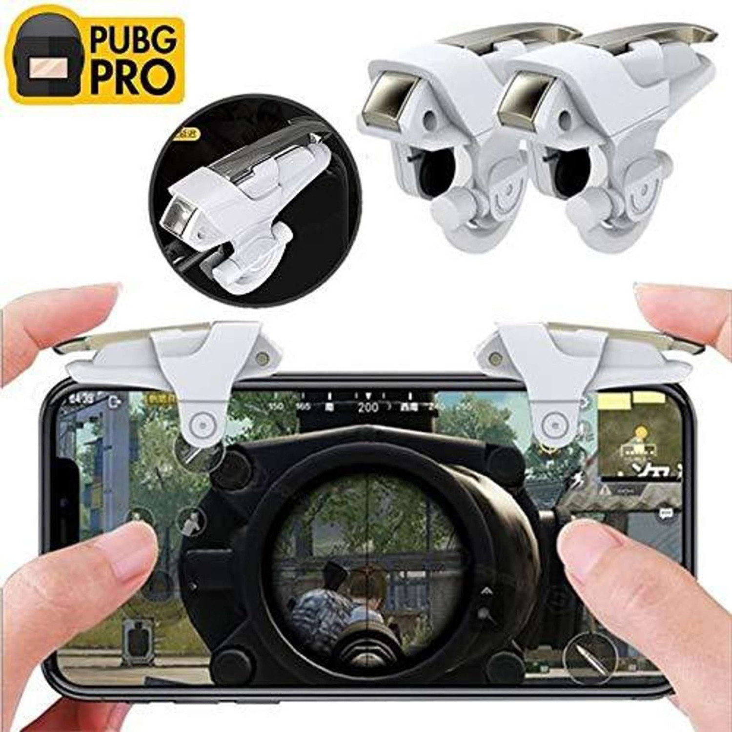 Image of Epicestore Mobile Gaming trigger pubg Gaming Accessory Kit (White, Golden, For Android)
