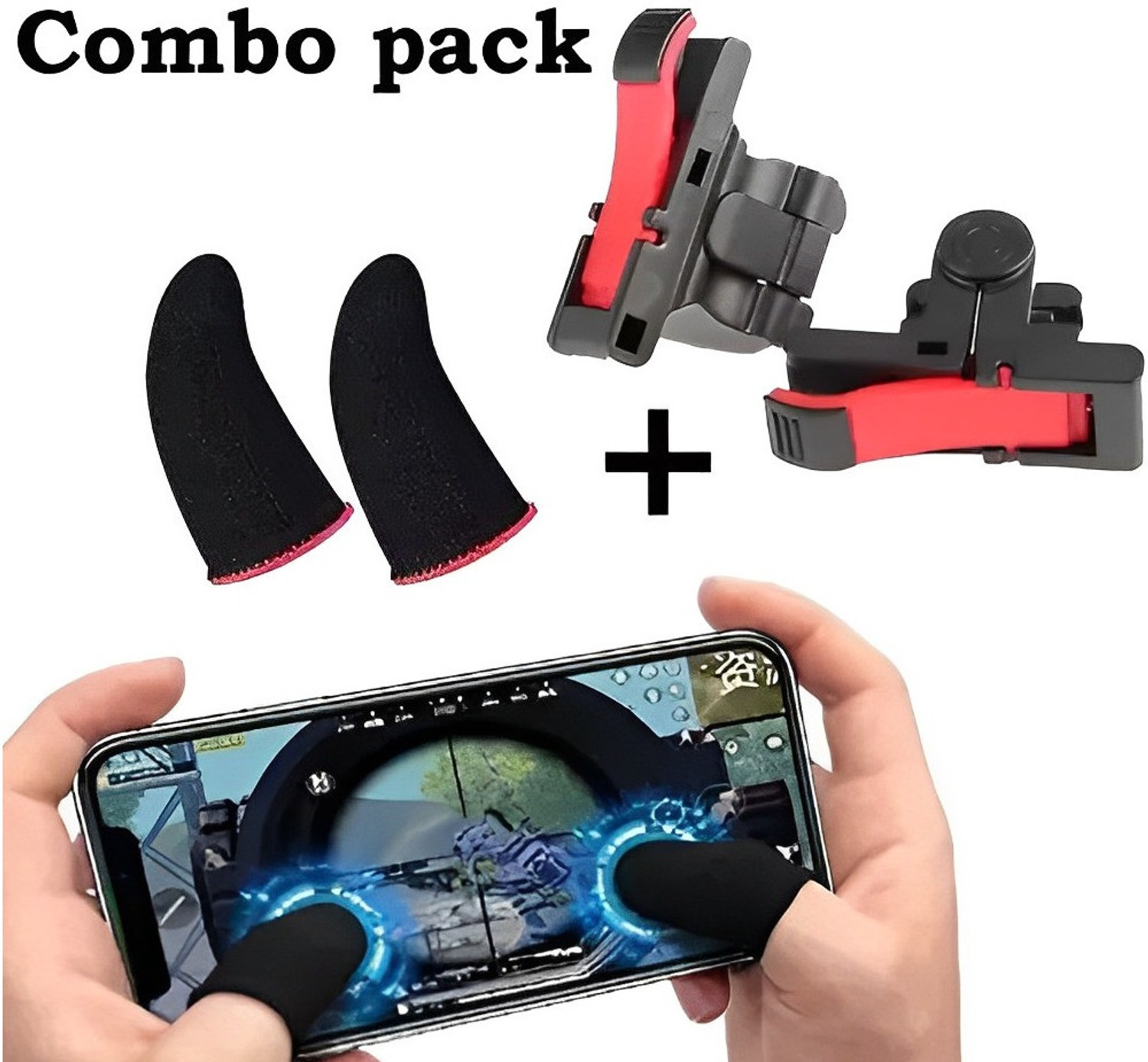 Image of Epicestore Mobile Gaming trigger pubg Gaming Accessory Kit (White, Golden, For Android)
