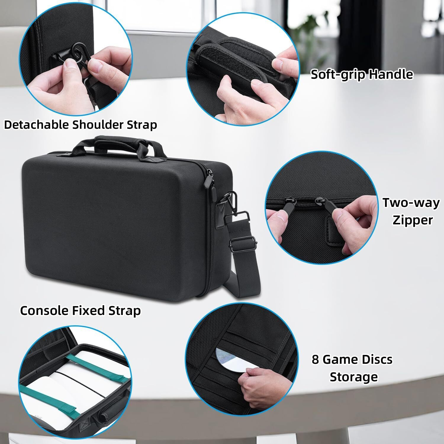 Image of OIVO INDIA Premium Shoulder Travel Carrying Case for PS5 Slim Console & , Storage Bag Gaming Accessory Kit (Black, For PS5)
