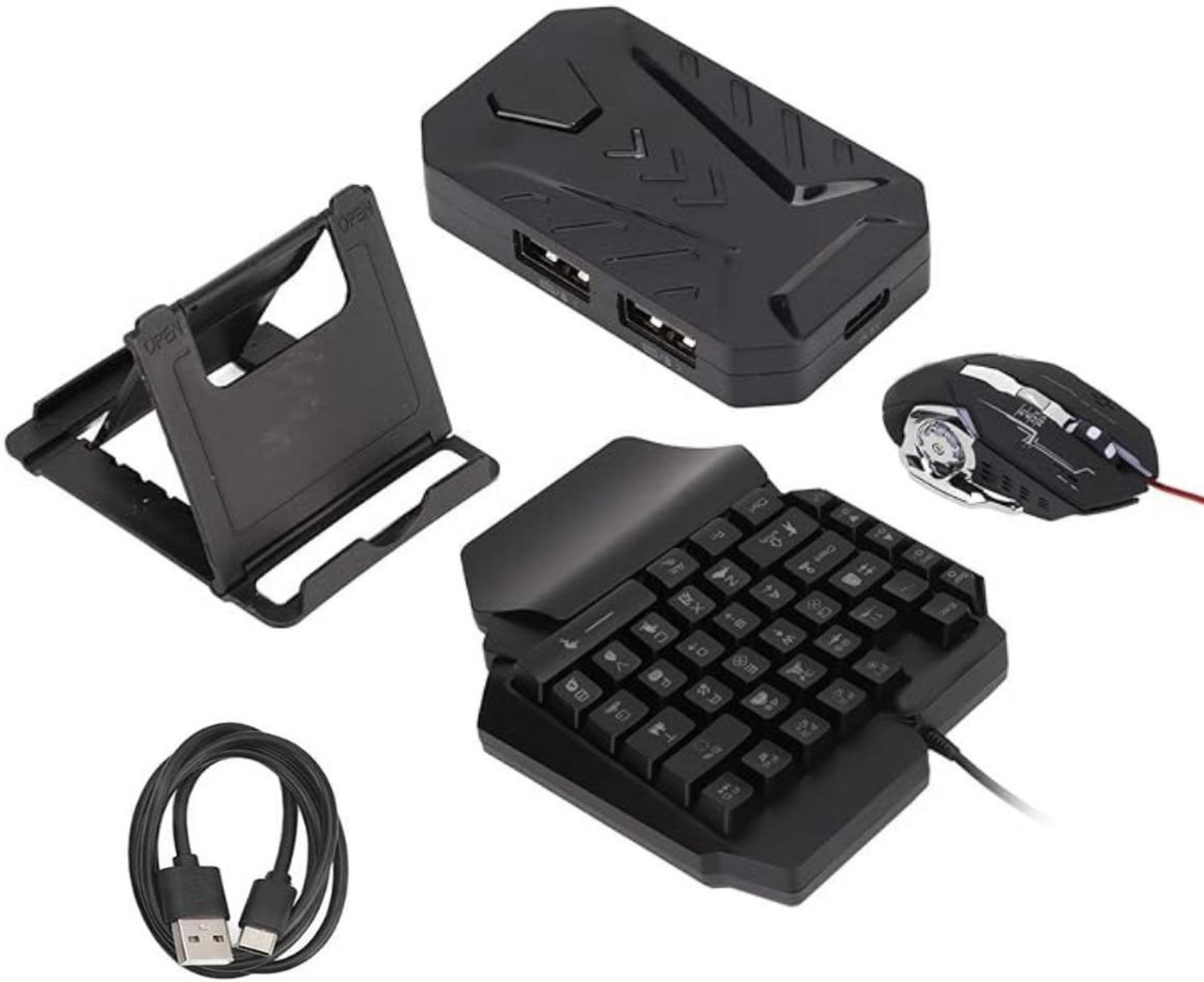 Image of HG WORLD Gaming Keyboard Mouse Converter 5 in 1 Mobile Game Combo Pack Gaming Accessory Kit (Black, Mix Pro 5&In&1 Gaming Combo, Best Value Mobile Gaming Kit, For Android, iOS)
