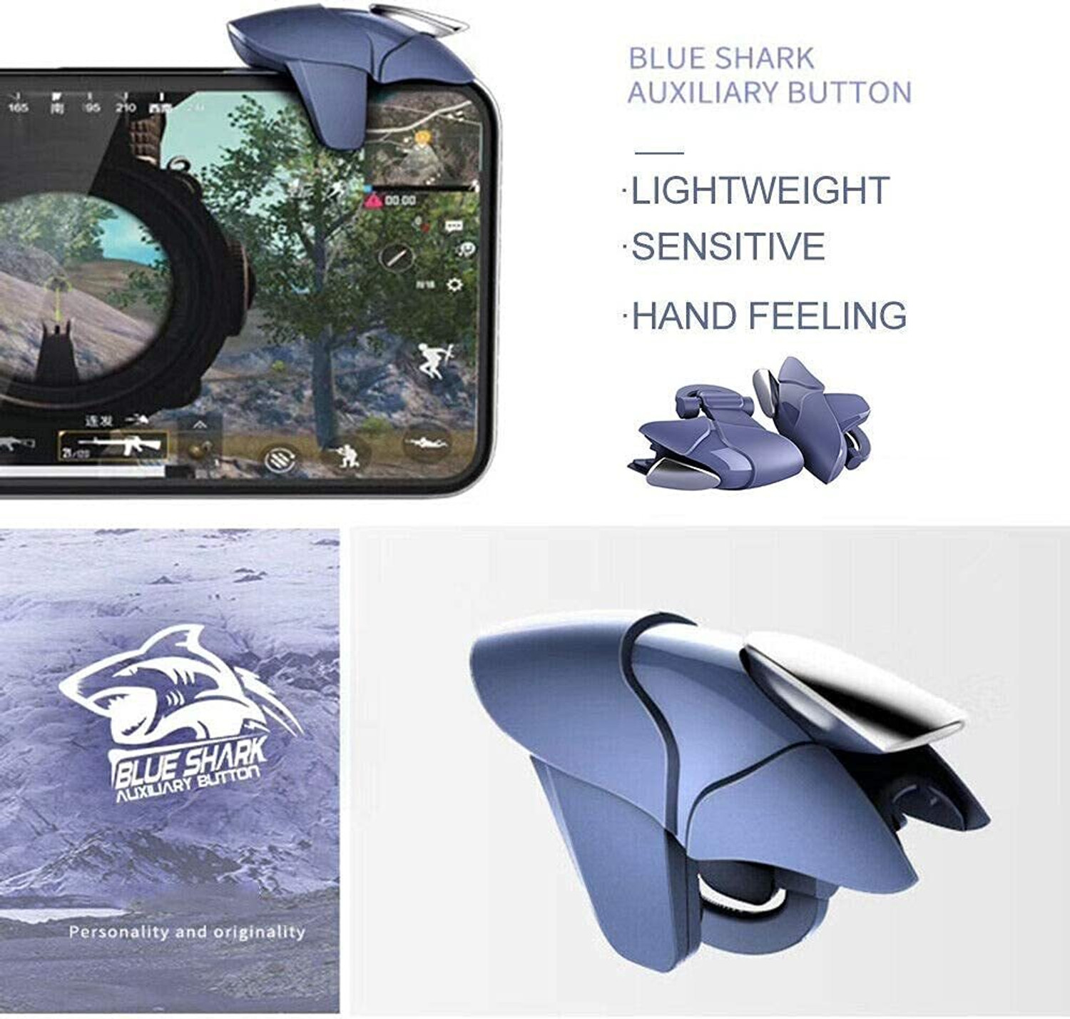 Image of Expresscraft Blue Shark Free Fire | Call of Duty Compatible with All Types of Smartphones Gaming Accessory Kit (Blue, For Android)