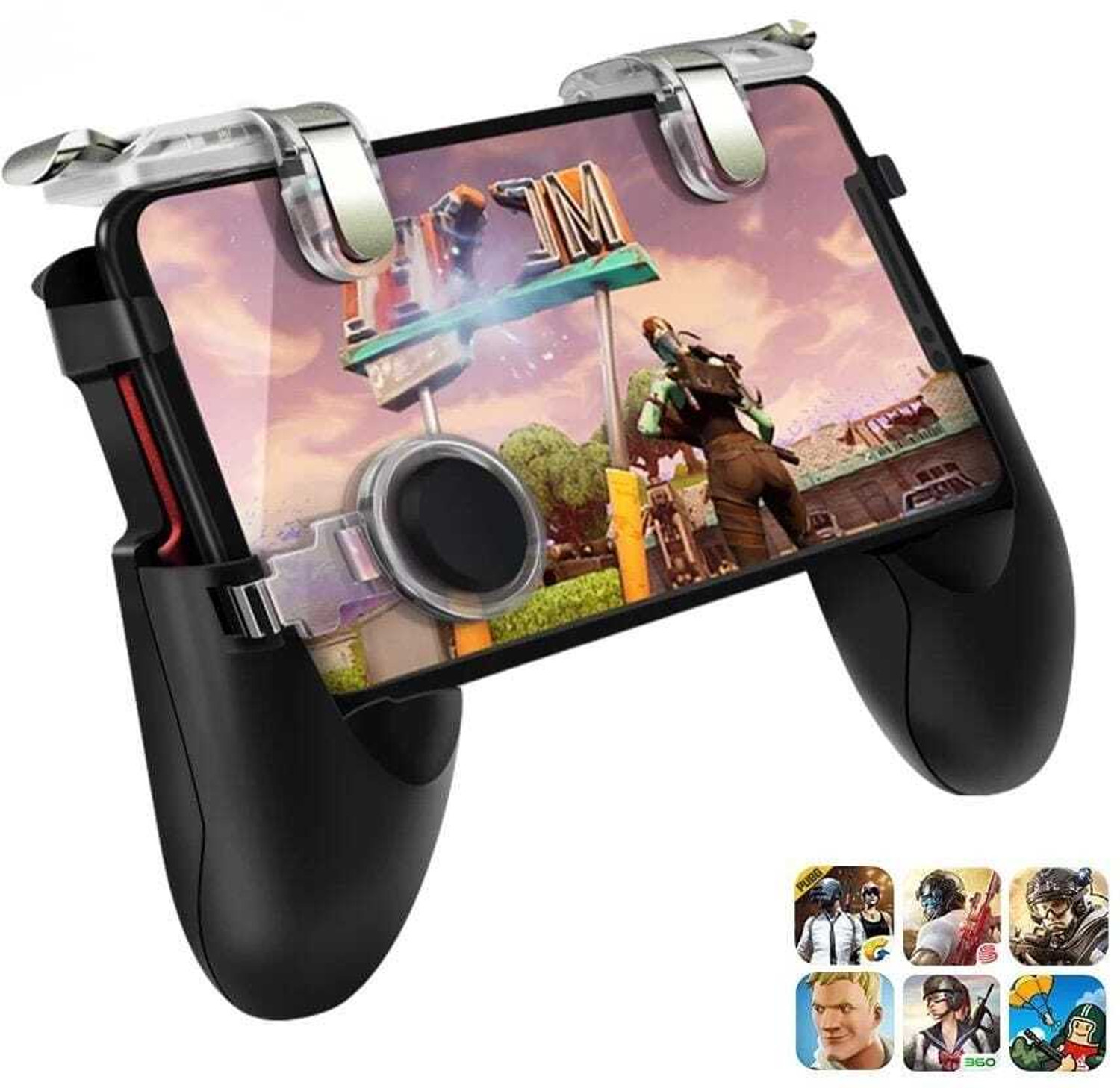 Image of Shivaansh 5 in 1 Mobile Gaming Trigger with L1 R1 Triggers | 360 Joystick Gaming Handle Gaming Accessory Kit (Black, Red, For Android, iOS)