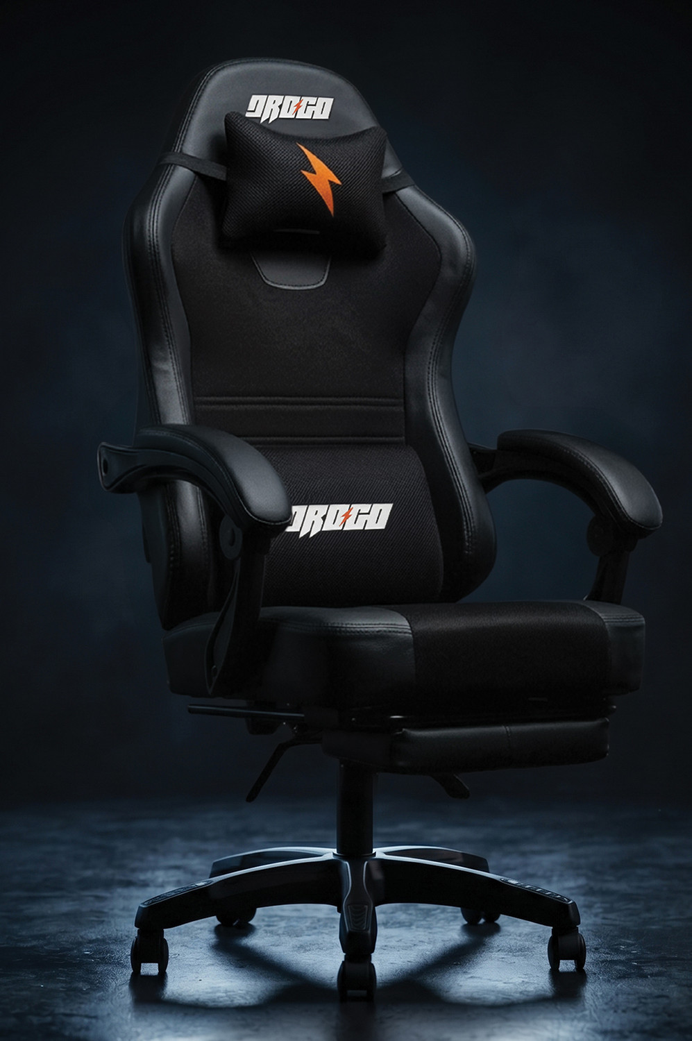 Image of Drogo Ergonomic Gaming Chair with Head & USB Massager, PU Leather Lumbar Pillow Gaming Chair (Red)