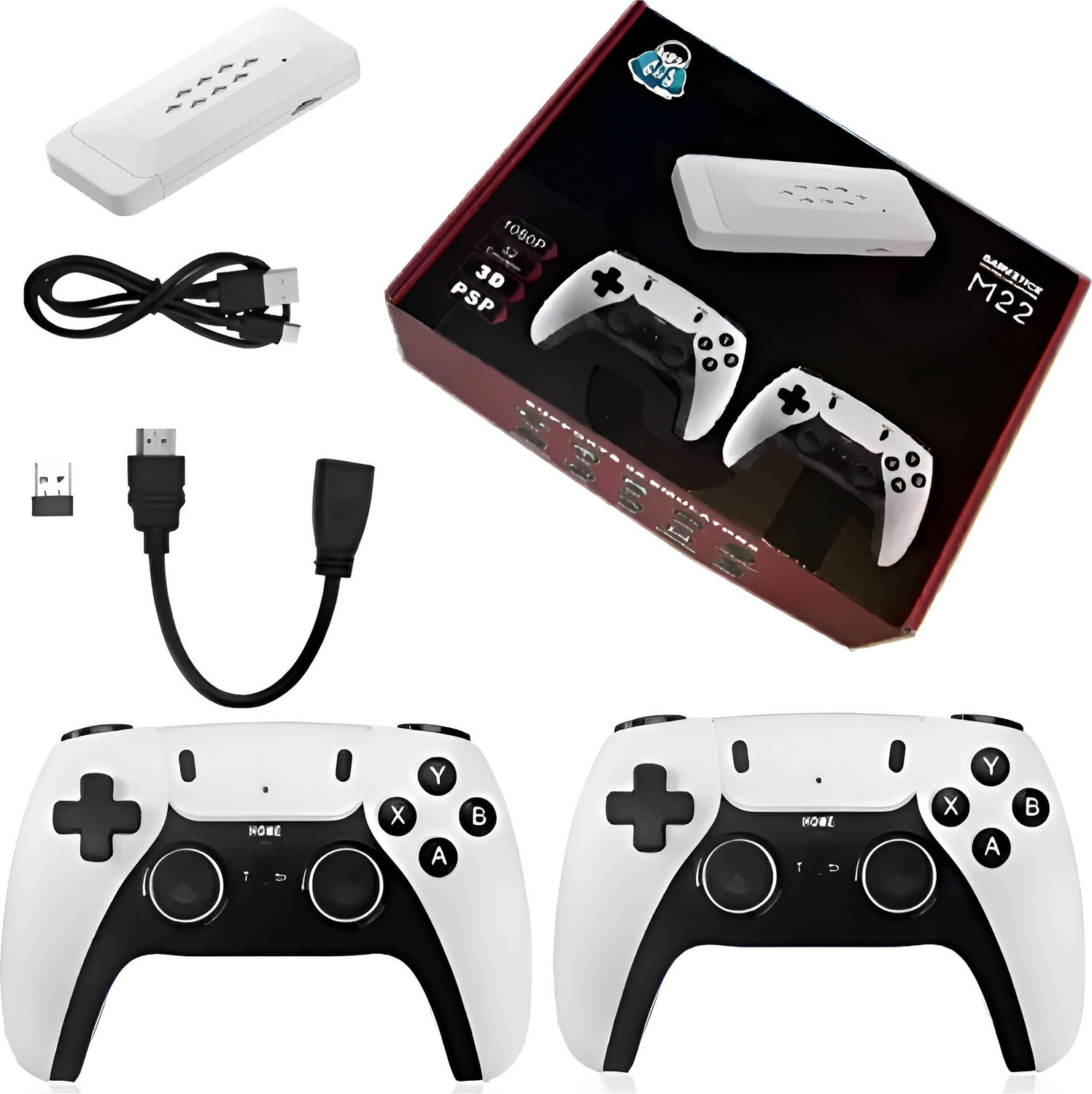 Image of HG WORLD Retro M22 Game Stick Console 2.4G Dual Wireless Gamepad Video Game Handheld Gaming Console For TV ,Old Video Game For Kids (Best Gift & Fun) All Ages 64 GB with 52+ Emulator, Full HD HDMI Output, TV Game Set, Mini Video Game Hand TV (Black, 30000+ GTA Vice City, God of War, Mario Game, Remote Video Game)