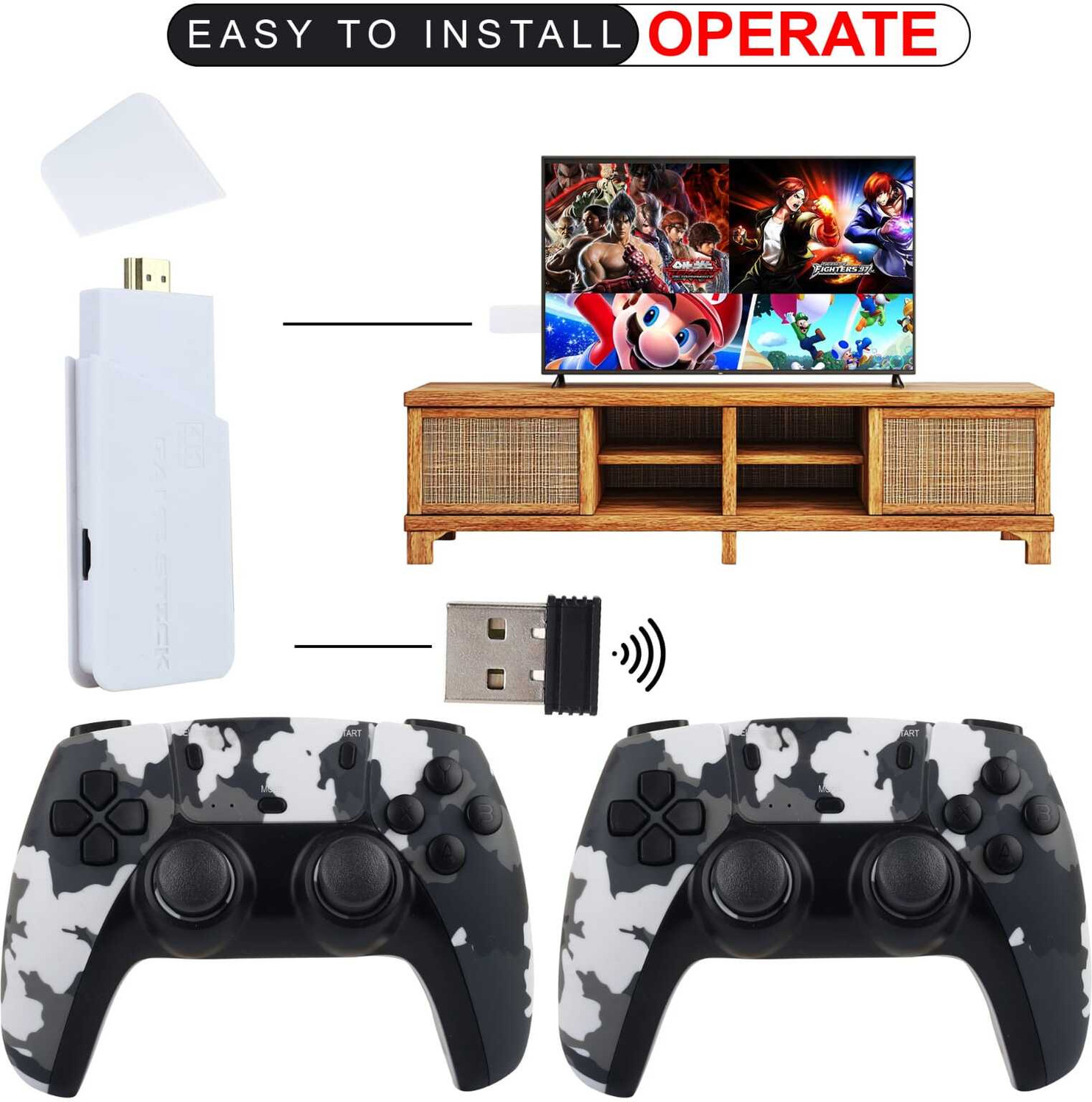 Image of Ax02 Game Stick 4K wireless Console Built-in 15k+ Classic Games HDMI Dual Player 25th Anniversary Edition (Code in the Box - for Switch)