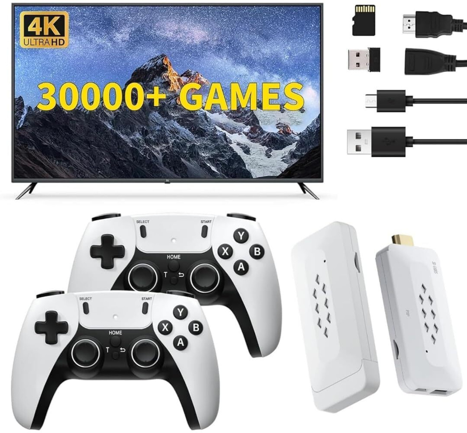 Image of HG WORLD Retro M22 Game Stick Console 2.4G Dual Wireless Gamepad Video Game Handheld Gaming Console For TV ,Old Video Game For Kids (Best Gift & Fun) All Ages 64 GB with 52+ Emulator, Full HD HDMI Output, TV Game Set, Mini Video Game Hand TV (Black, 30000+ GTA Vice City, God of War, Mario Game, Remote Video Game)