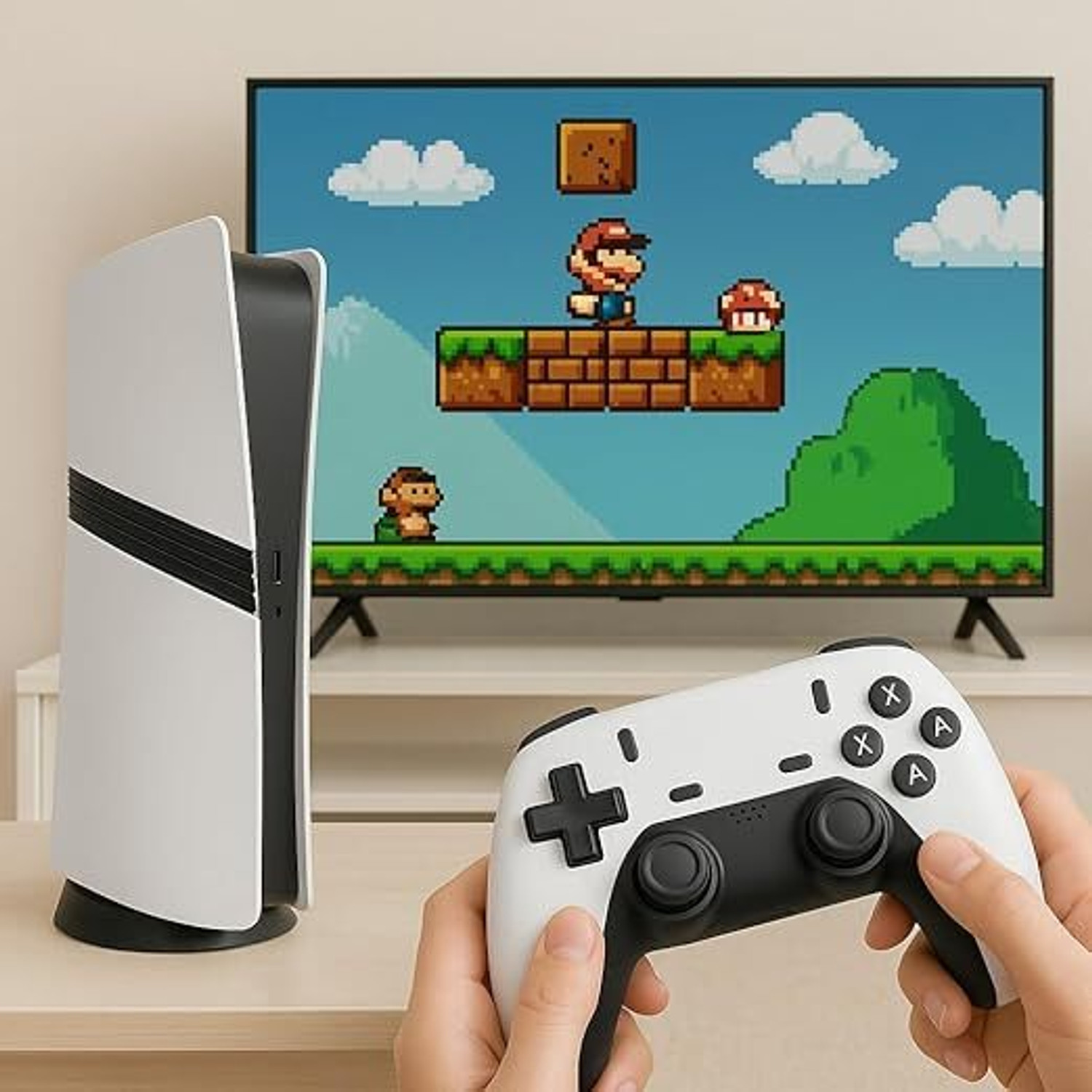Image of Confiavel GS5 Pro Retro Game Console 64 GB with GTA San Andreas, 52 Emulators, 30,000+ Games Like God Of War ,Tekken, SmackDown (White)