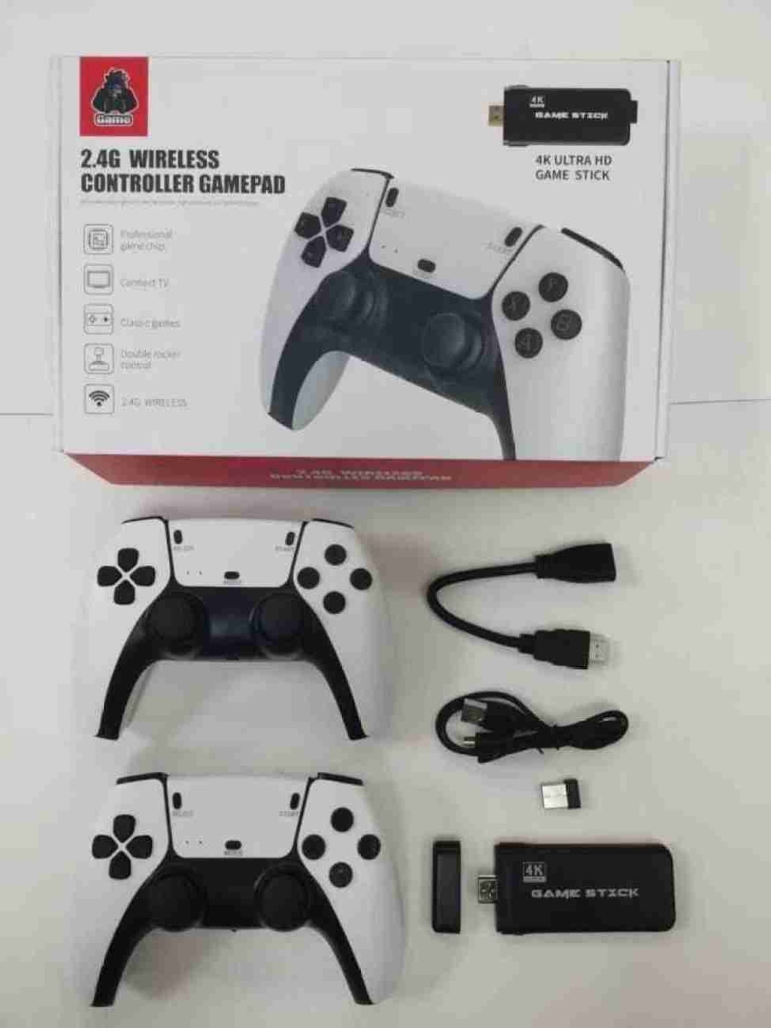 Image of TechnoGenGames PS5 4k Ultra HD gamestick With 2 PS5 Wireless Controller Joystick (White&Black, For PC)