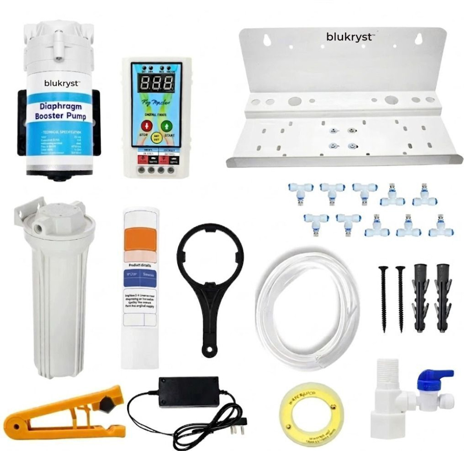 Image of blukryst Fogger Kit for Dairy & Poultry with 10 Nozzles & 100 GPD Pump 2.5 L Hand Held Sprayer (Pack of 16)