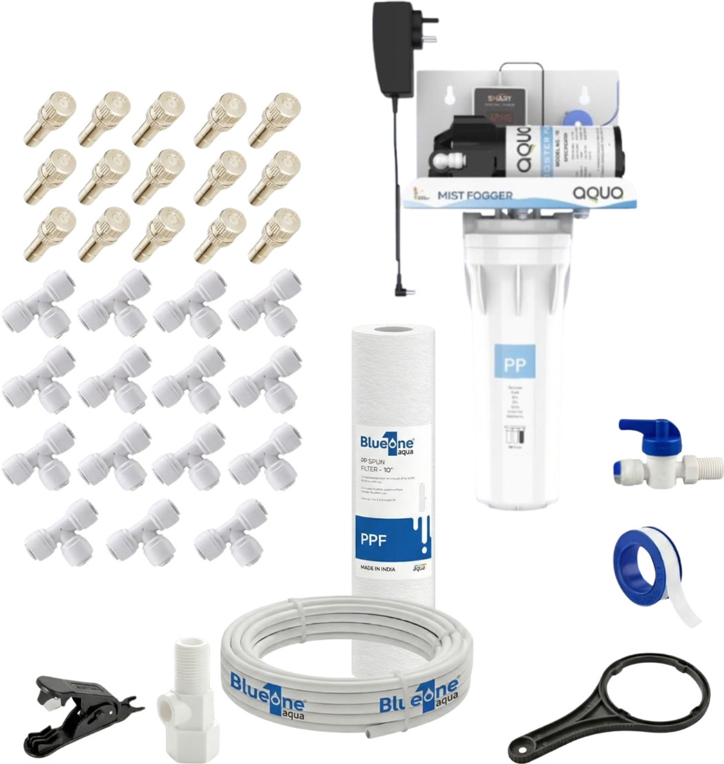 Image of blukryst Fogger Kit for Dairy & Poultry with 10 Nozzles & 100 GPD Pump 2.5 L Hand Held Sprayer (Pack of 16)