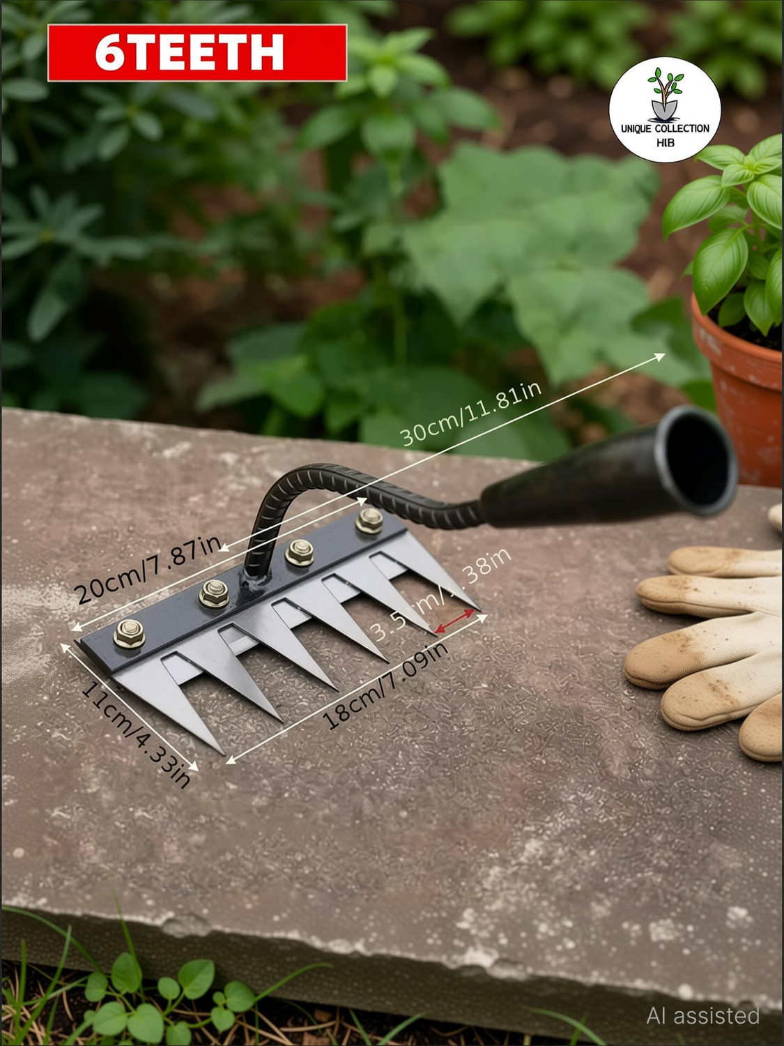 Image of Global Nature Agro Premium Manual Cultivator Weeder Tool - 2 Feet Handle with Non-Slip Rubber Grip Garden Tool Kit (2 Tools)