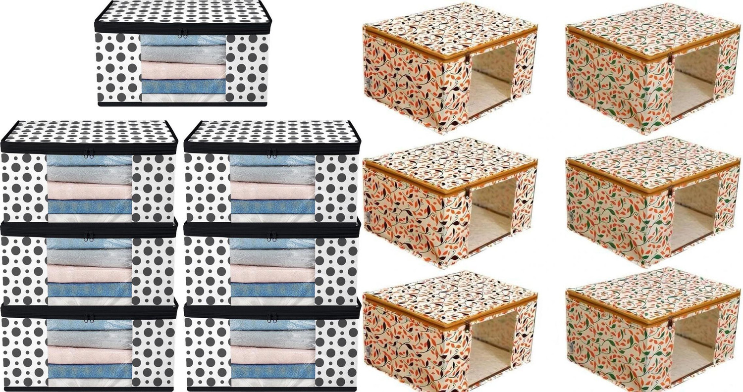 Image of infinity craft Extra Large Blanket Storage Bags 90L Dustproof Transparent Window Pillow Sheet Foldable Clothes Storage Organizer Container Reinforced Handles Breathable For Double Bed Quilt /Saree Bag /Lehnga Storage & Wardrobe Organizing (Set of 4) (Grey)