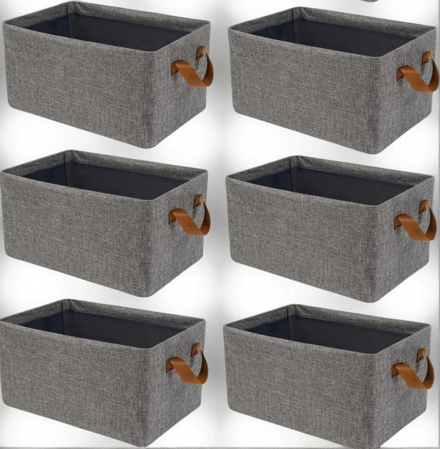 Image of IMCREATIONS 6 Pieces Non Woven Large Capacity Shirt Stacker Cloth Foldable & Stackable Cupboard Wardrobe /Closet Organizer with Handle For T-shirts, Shirts & Clothes (PACK6) (Grey)