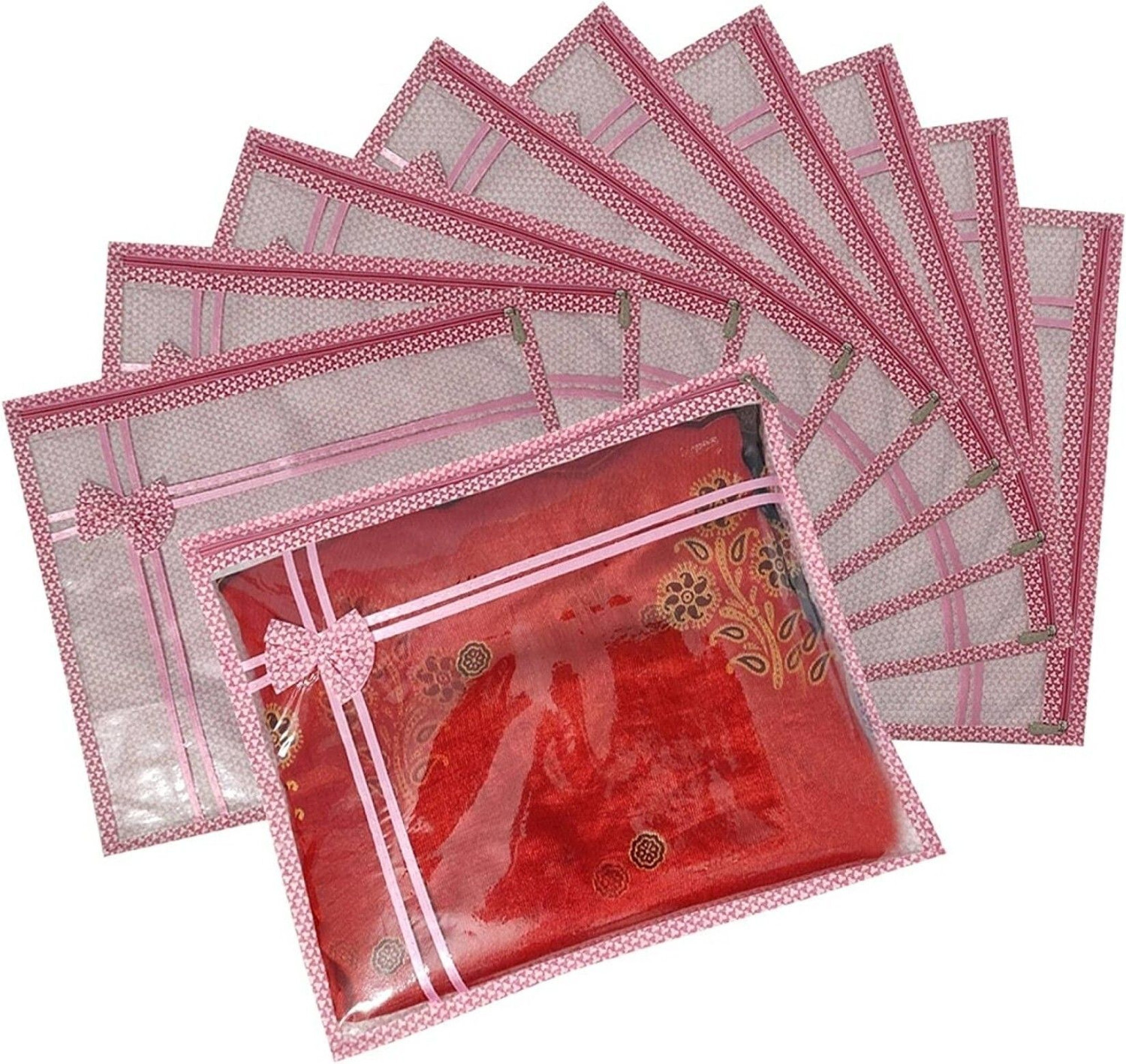 Image of Tiarakrafts Pink Single packing saree cover /Suit cover /kurti cover /Cloths cover Organizer set of 36 PINK 59195q (Pink)