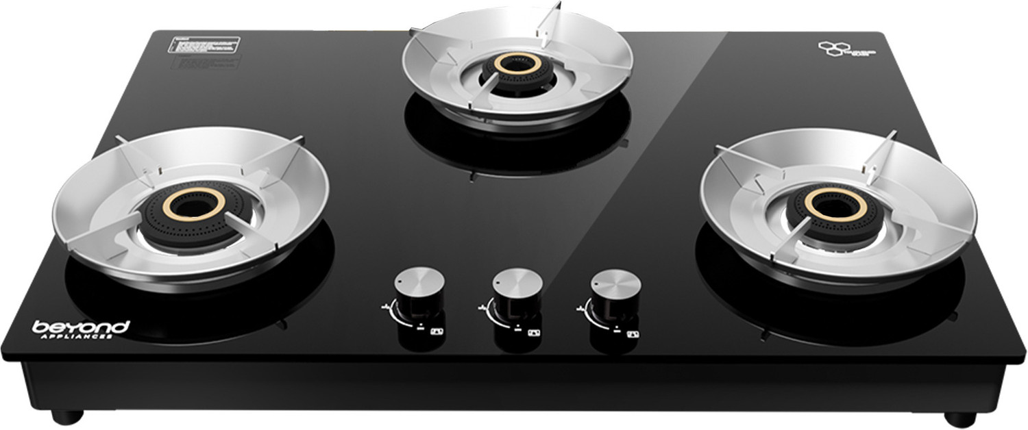 Beyond Appliances Quantum 5 star energy rated 77% Energy Efficient Full Brass burners Glass Glass Manual Gas Stove