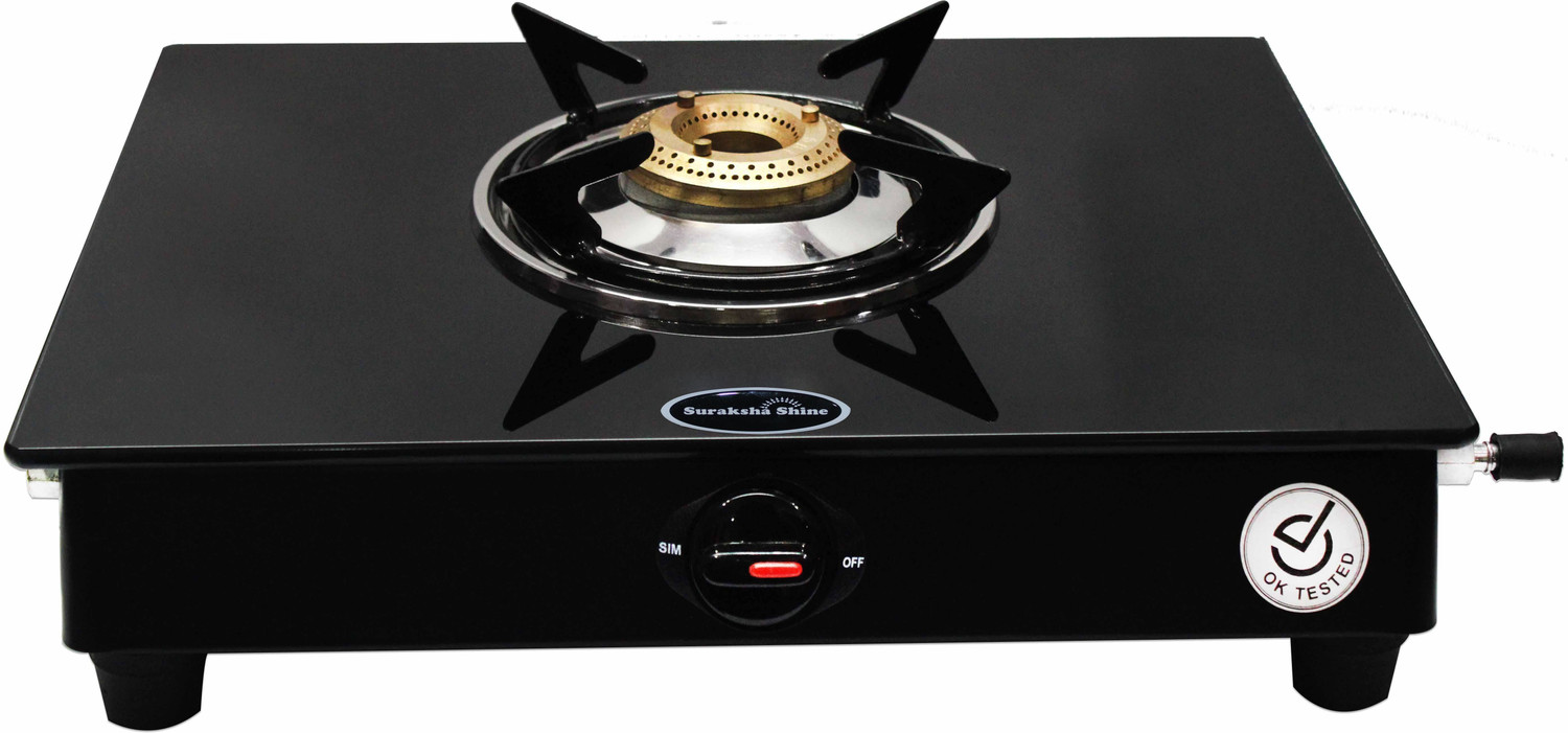 Image of Suraksha Shine Crystal Single Glass Manual Gas Stove (1 Burners)