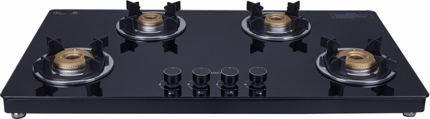 Image of FABER Jumbo Black 2 Brass Burner Glass Manual Gas Stove (2 Burners)