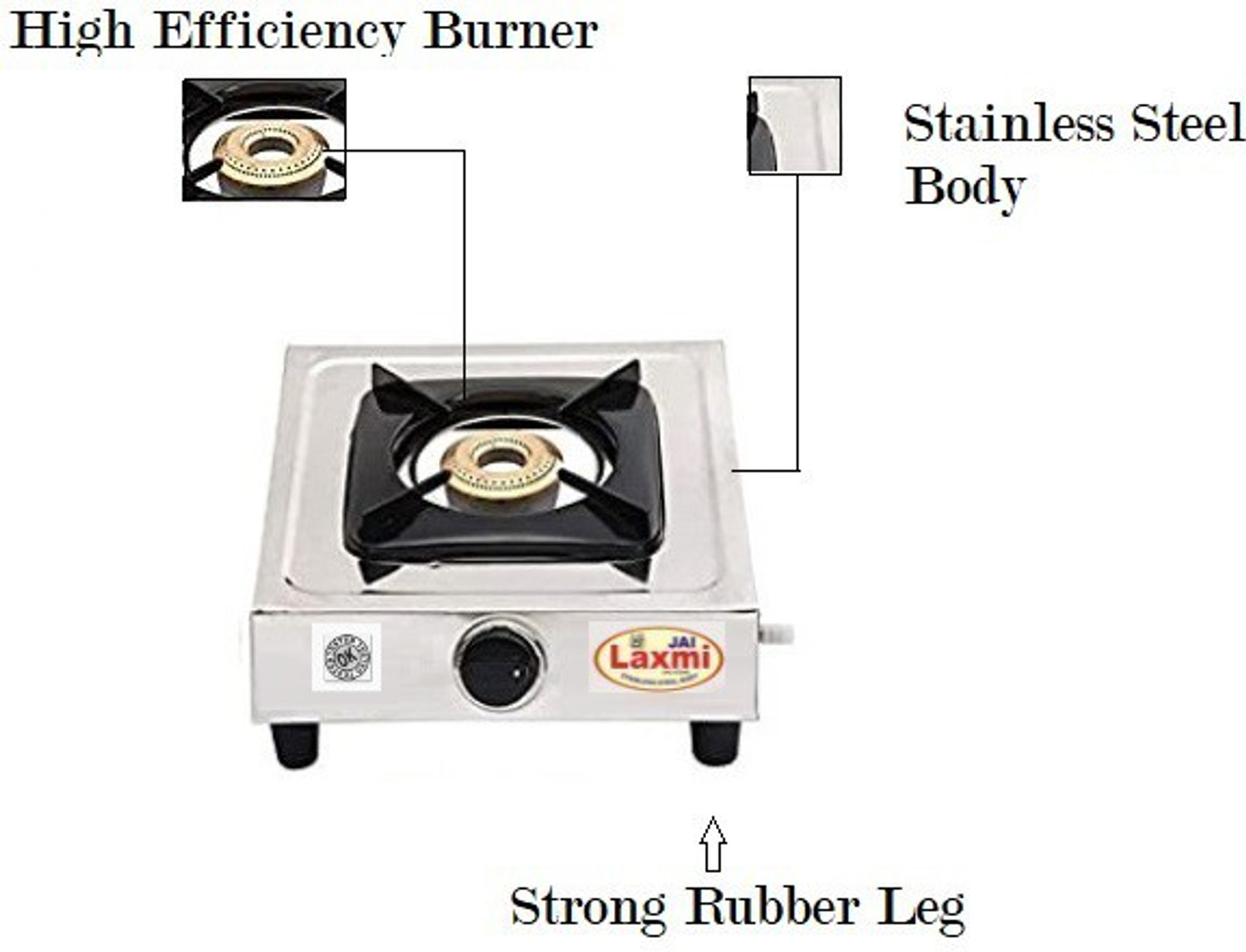 Image of JAI LAXMI Single Burner (1 Burner) Stainless Steel Manual Gas Stove (1 Burners)