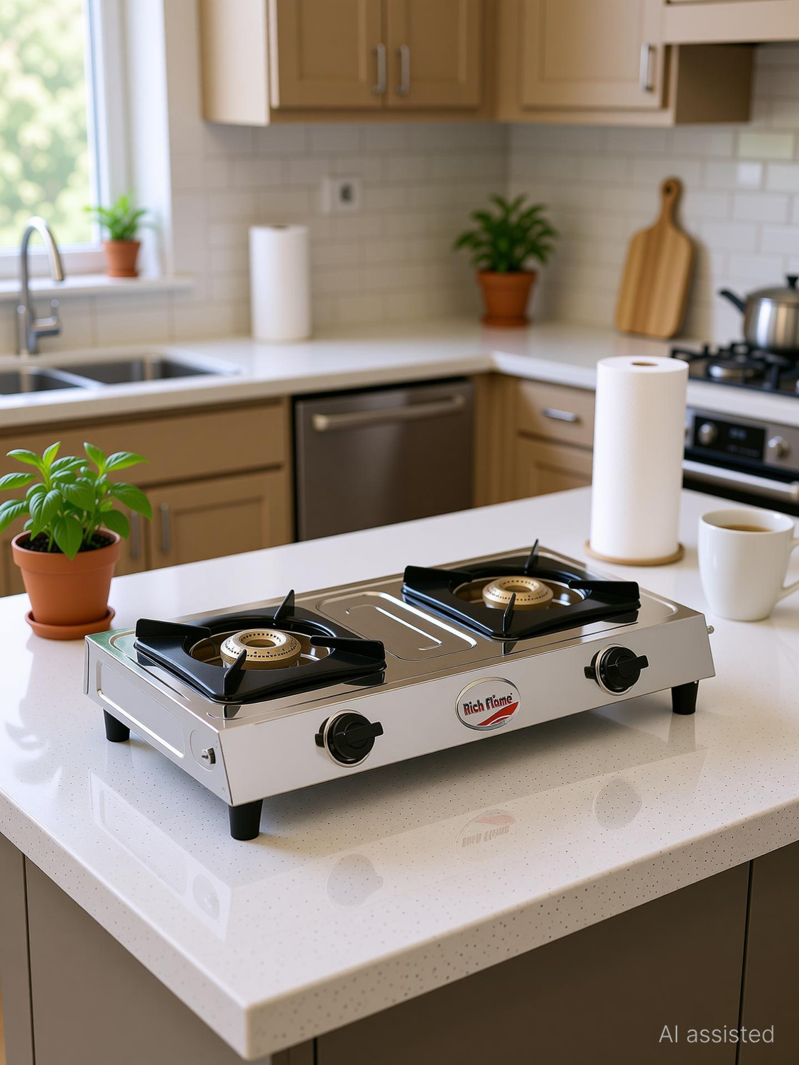 Image of Safeflame Stainless Steel Manual Gas Stove (2 Burners)