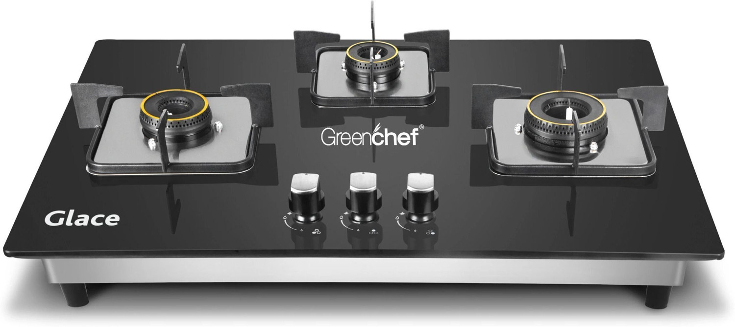 Image of FABER Phoenix 3 Burner Black Cooktop Glass Manual Gas Stove (3 Burners)
