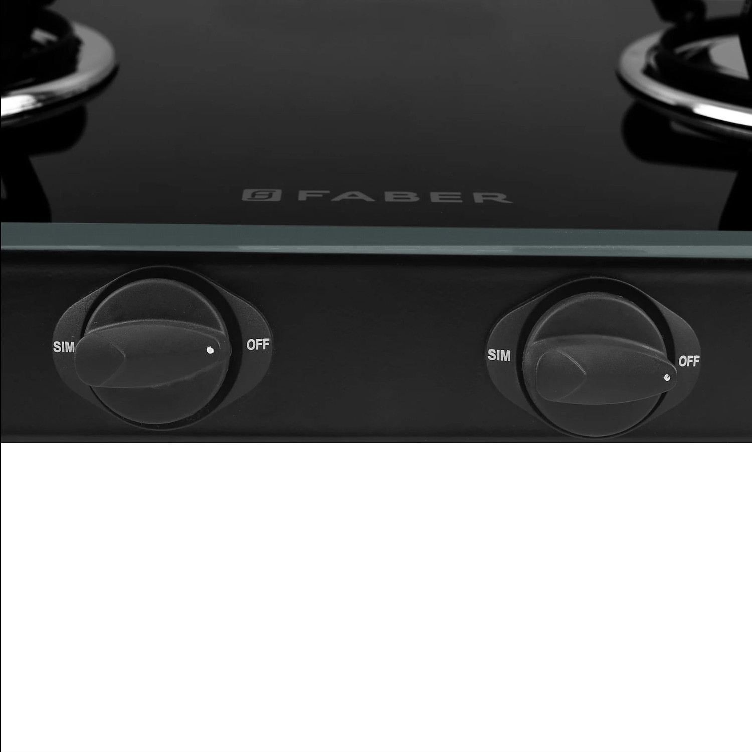 Image of FABER Jumbo Black 2 Brass Burner Glass Manual Gas Stove (2 Burners)