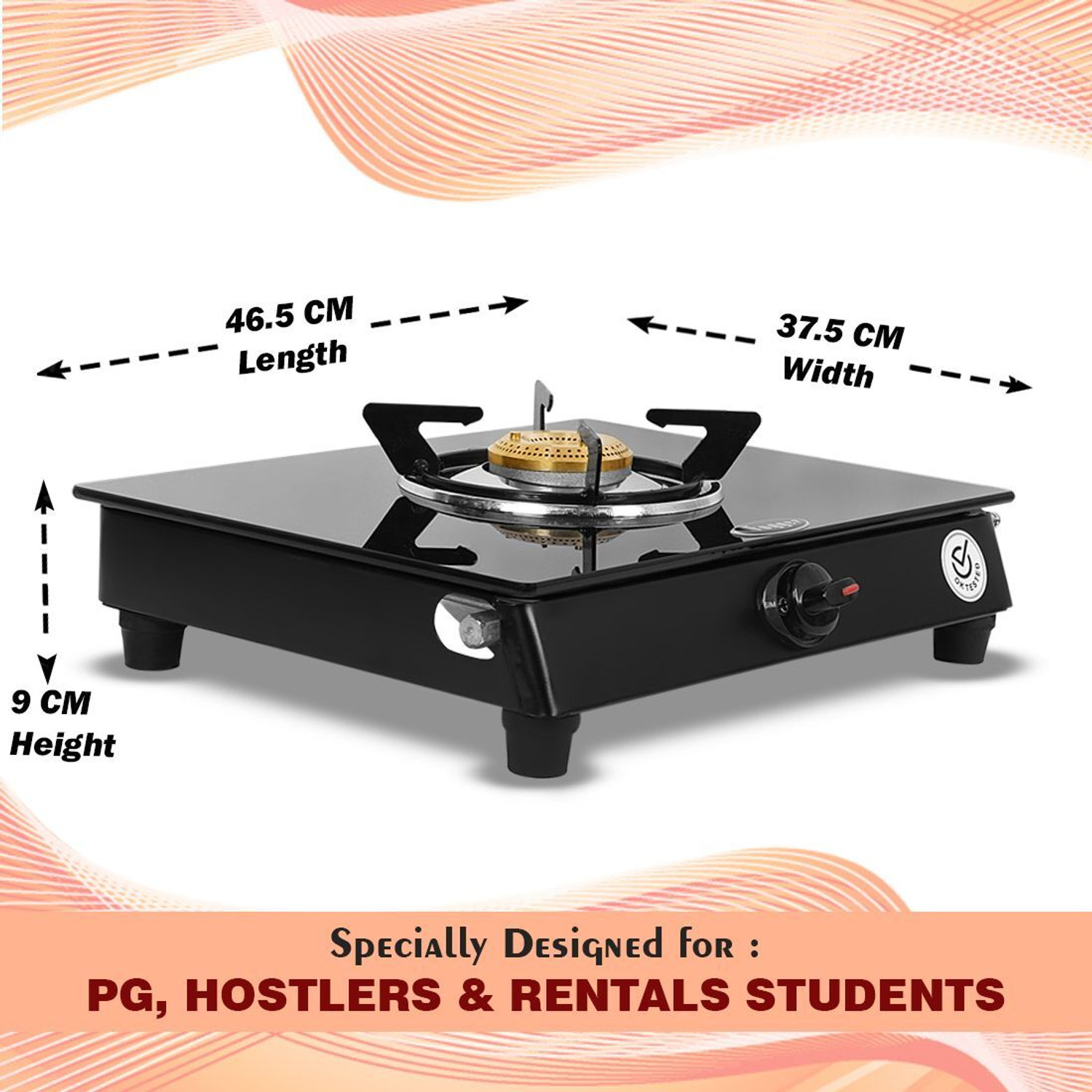 Image of Fogger manual 1 Burner Black Glass Manual Gas Stove (1 Burners)