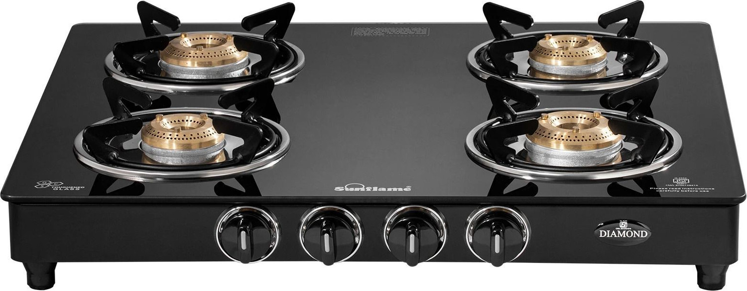 Sunflame LPG STOVE GT 4B DIAMOND BK Glass Manual Gas Stove Price in India - Buy Sunflame LPG STOVE GT 4B DIAMOND BK Glass Manual Gas Stove online at Flipkart.com
