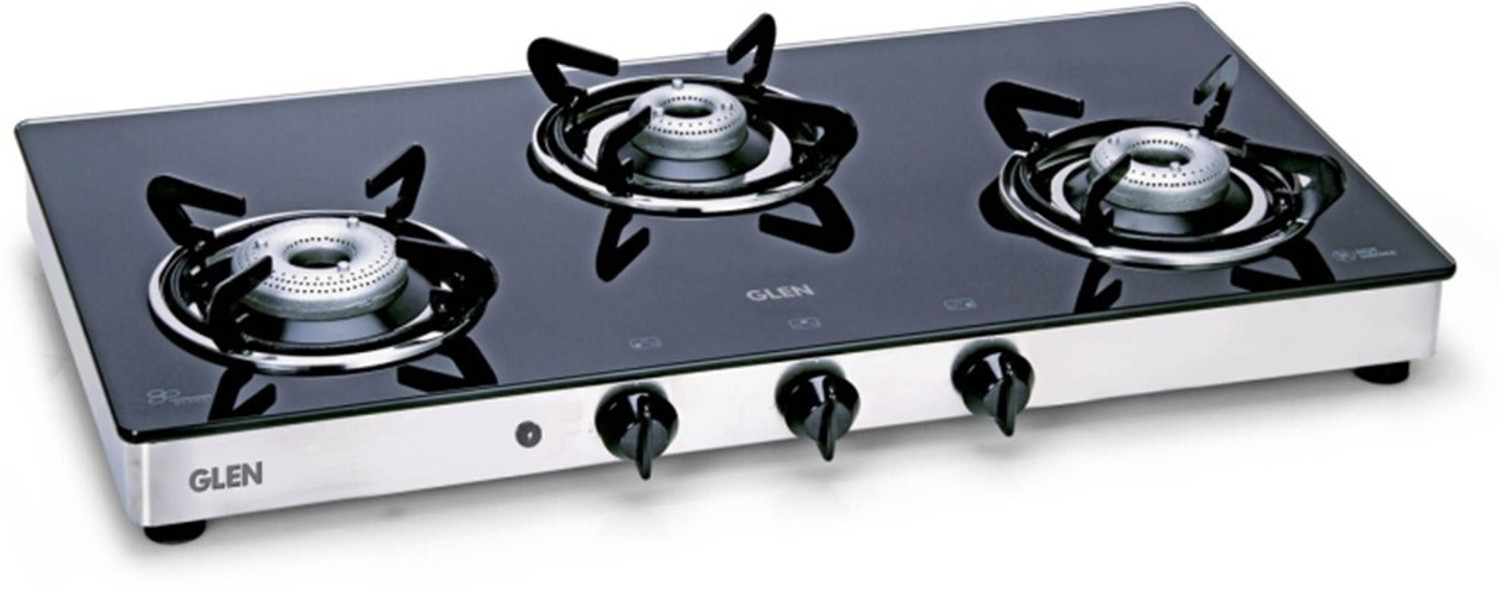 Image of Glen 1033 GT XL AI Glass Automatic Gas Stove (3 Burners)