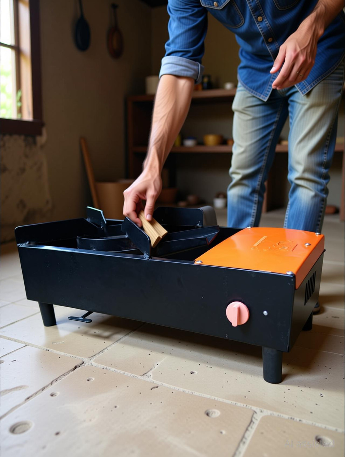 Image of Sanskruti Chul Wood & Coal Stove Lakud Kolsa Shegadi - Cooking Stove Indoor / Outdoor Orange Stainless Steel Manual Gas Stove (1 Burners)