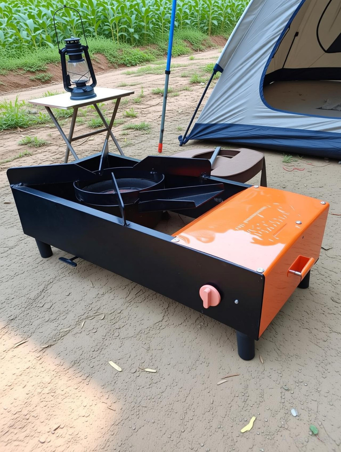 Image of Sanskruti Chul Wood & Coal Stove Lakud Kolsa Shegadi - Cooking Stove Indoor / Outdoor Orange Stainless Steel Manual Gas Stove (1 Burners)