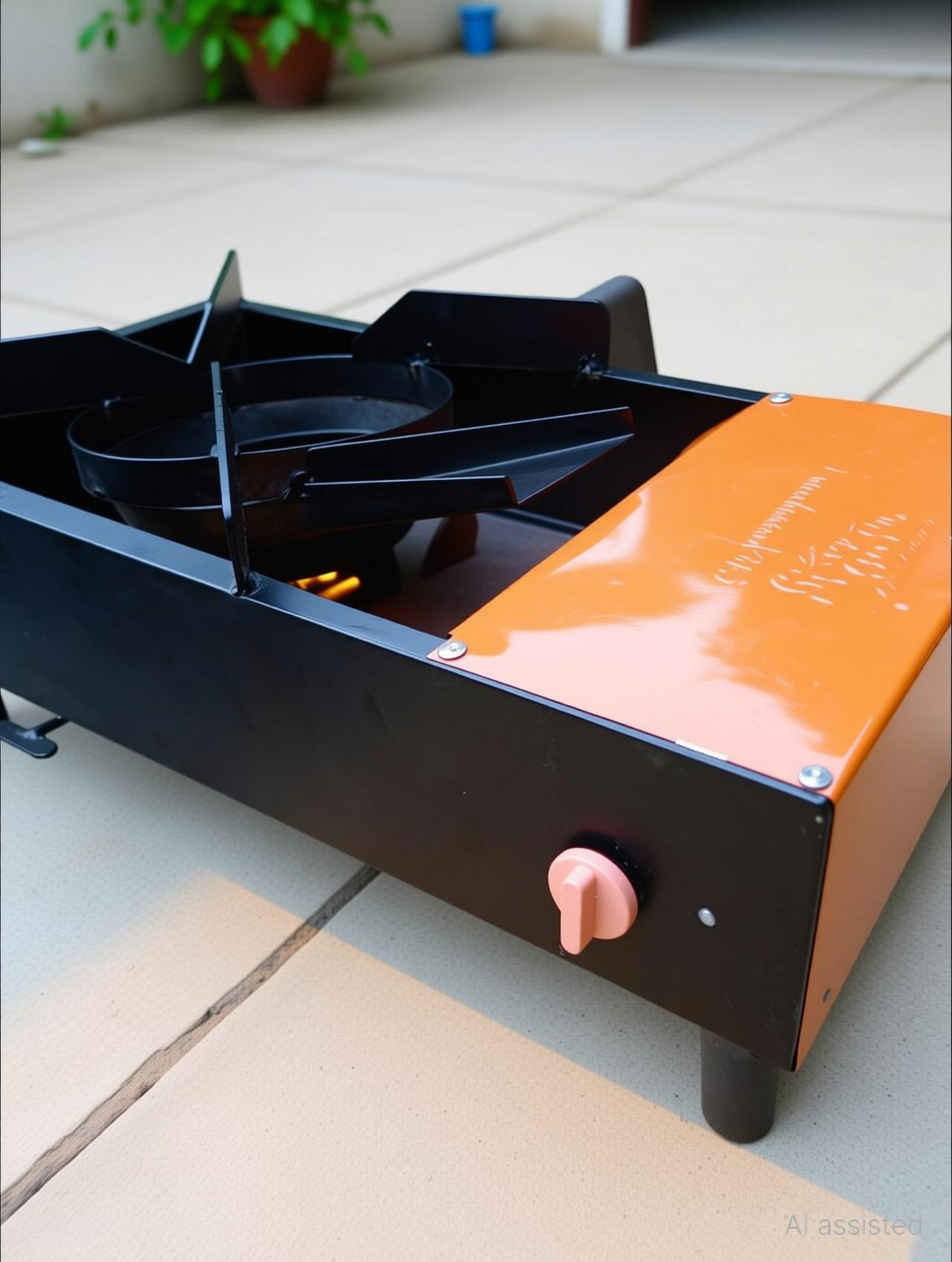 Image of Sanskruti Chul Wood & Coal Stove Lakud Kolsa Shegadi - Cooking Stove Indoor / Outdoor Orange Stainless Steel Manual Gas Stove (1 Burners)