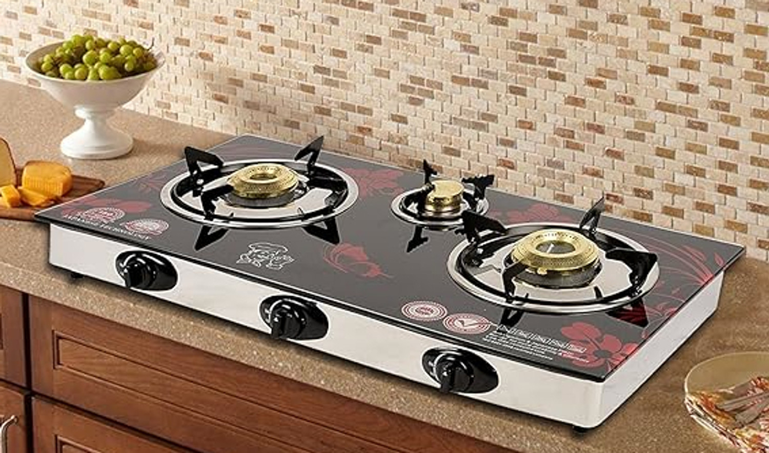 Image of SURYA APEX Glass Automatic Gas Stove (3 Burners)