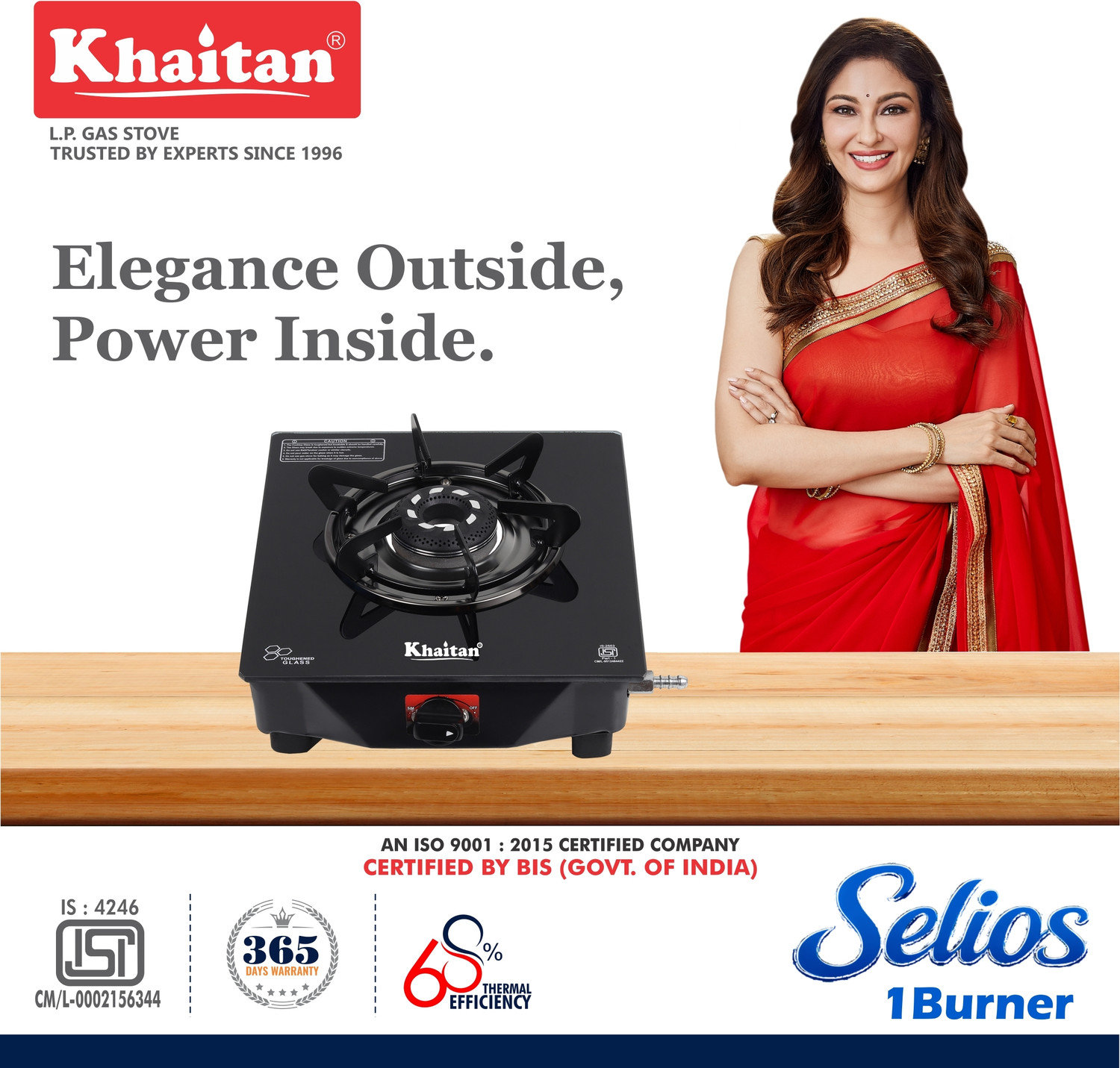 Image of Fogger manual 1 Burner Black Glass Manual Gas Stove (1 Burners)
