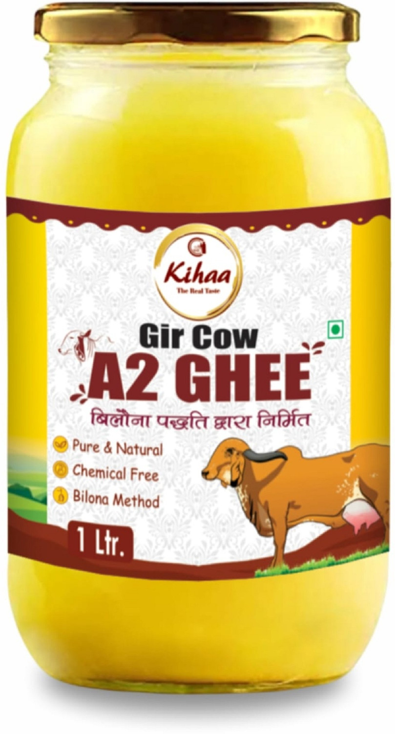 Image of Maridyaa Organics A2 Gir Cow Vedic Bilona Grass-Fed | Curd Churned | Lactose-Free Ghee Glass Bottle (1000 ml)