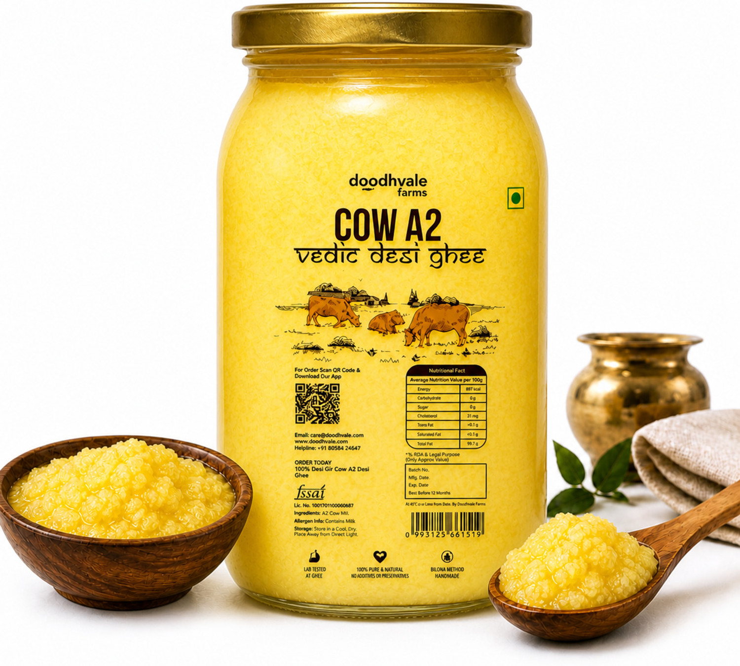 Image of Avadhesh Farms A2 Desi Cow Vedic Bilona Cultured Ghee | Pure & Traditional Ghee Glass Bottle Ghee Glass Bottle (5 L)