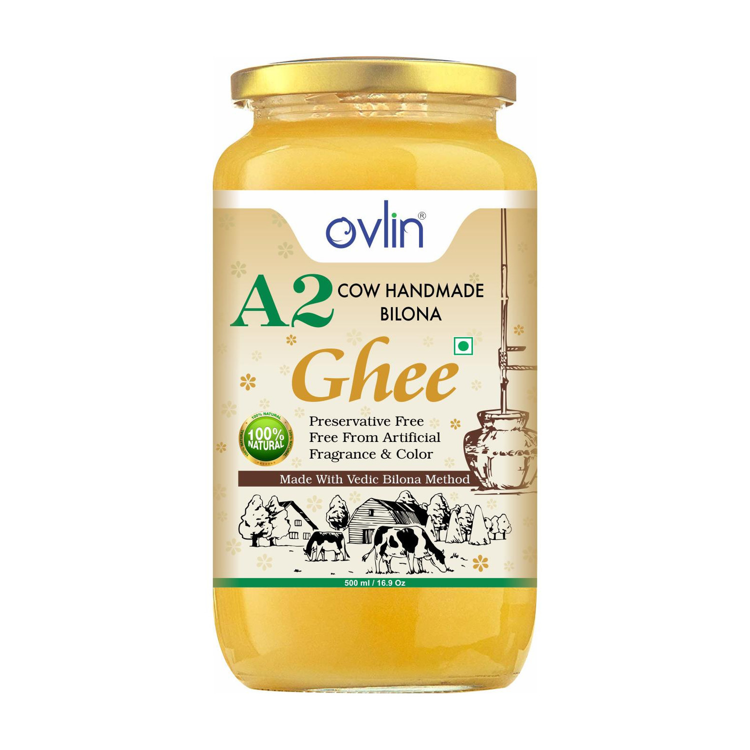 Image of Avadhesh Farms A2 Desi Cow Ghee | Vedic Bilona Method | Grass-Fed | 100% Pure & Natural Ghee Ghee Tin (3.5 L)