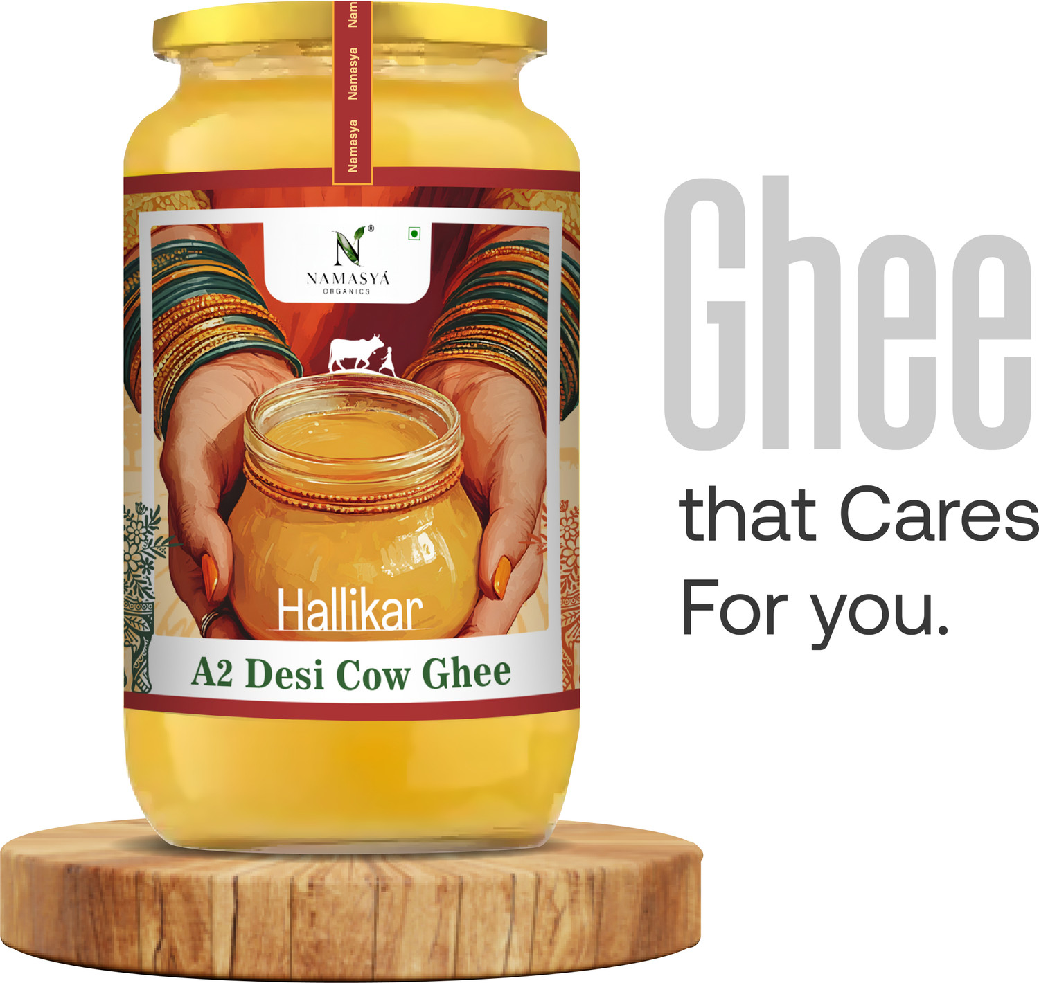 Image of Maridyaa Organics A2 Gir Cow Vedic Bilona Grass-Fed | Curd Churned | Lactose-Free Ghee Glass Bottle (1000 ml)