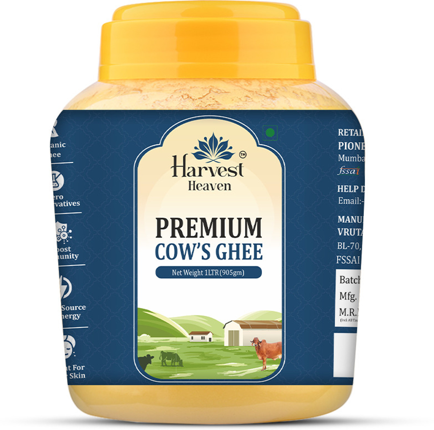 Image of Avadhesh Farms A2 Desi Cow Vedic Bilona Cultured Ghee | Pure & Traditional Ghee Glass Bottle Ghee Glass Bottle (5 L)