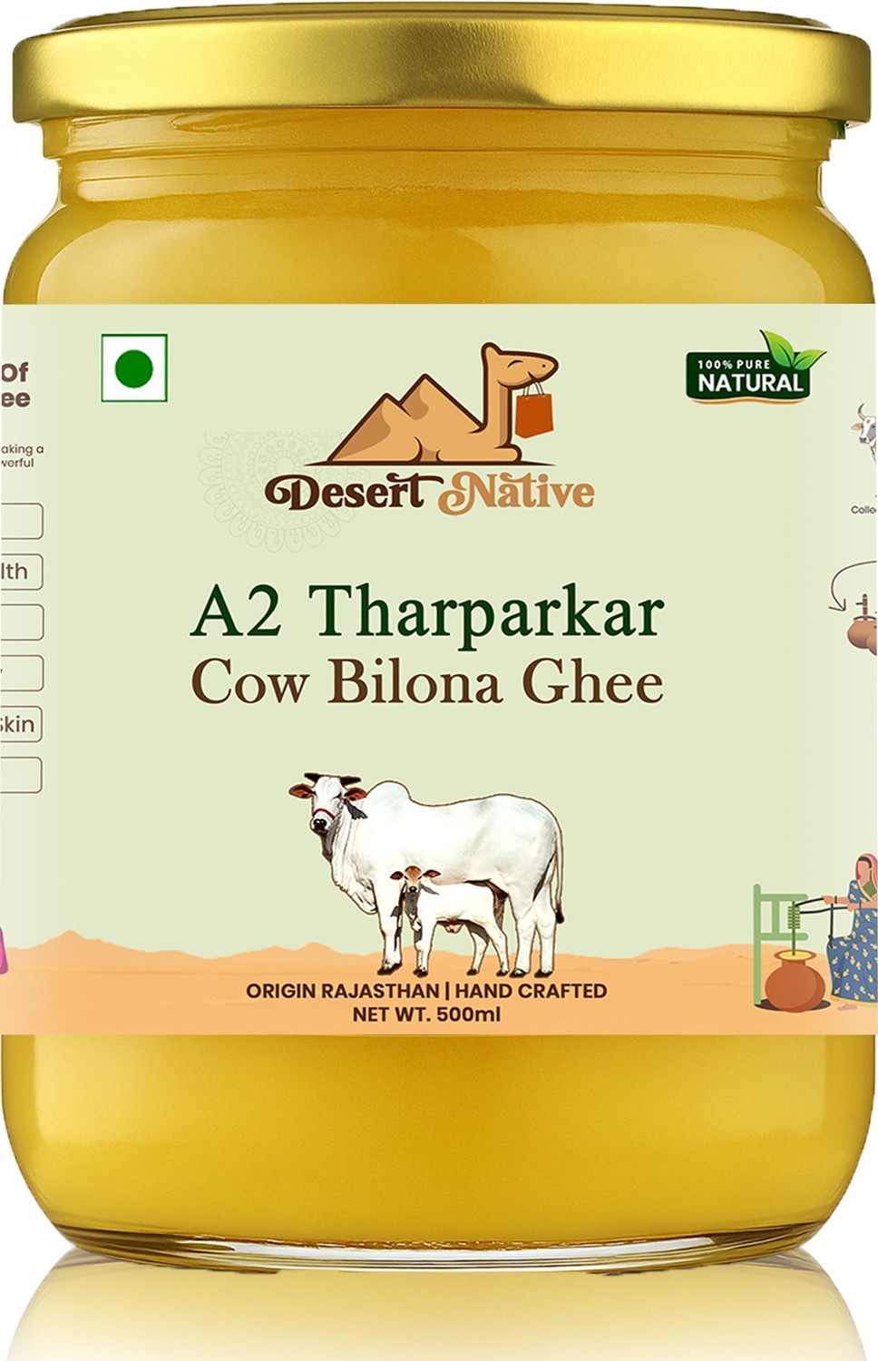 Image of Avadhesh Farms A2 Desi Cow Vedic Bilona Cultured Ghee | Pure & Traditional Ghee Glass Bottle Ghee Glass Bottle (5 L)