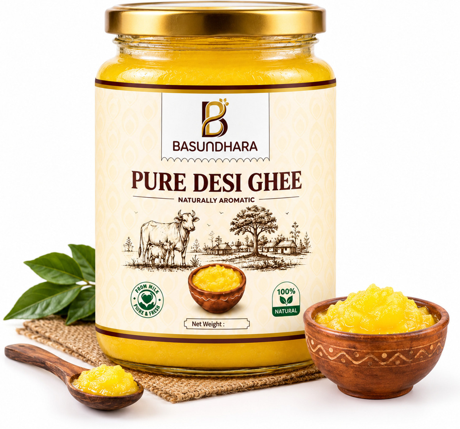 Image of dairy sagar Cow Ghee Traditional Bilona Method Grassfed Pure Cow ghee 5L BUCKET Ghee Can (5000 ml)
