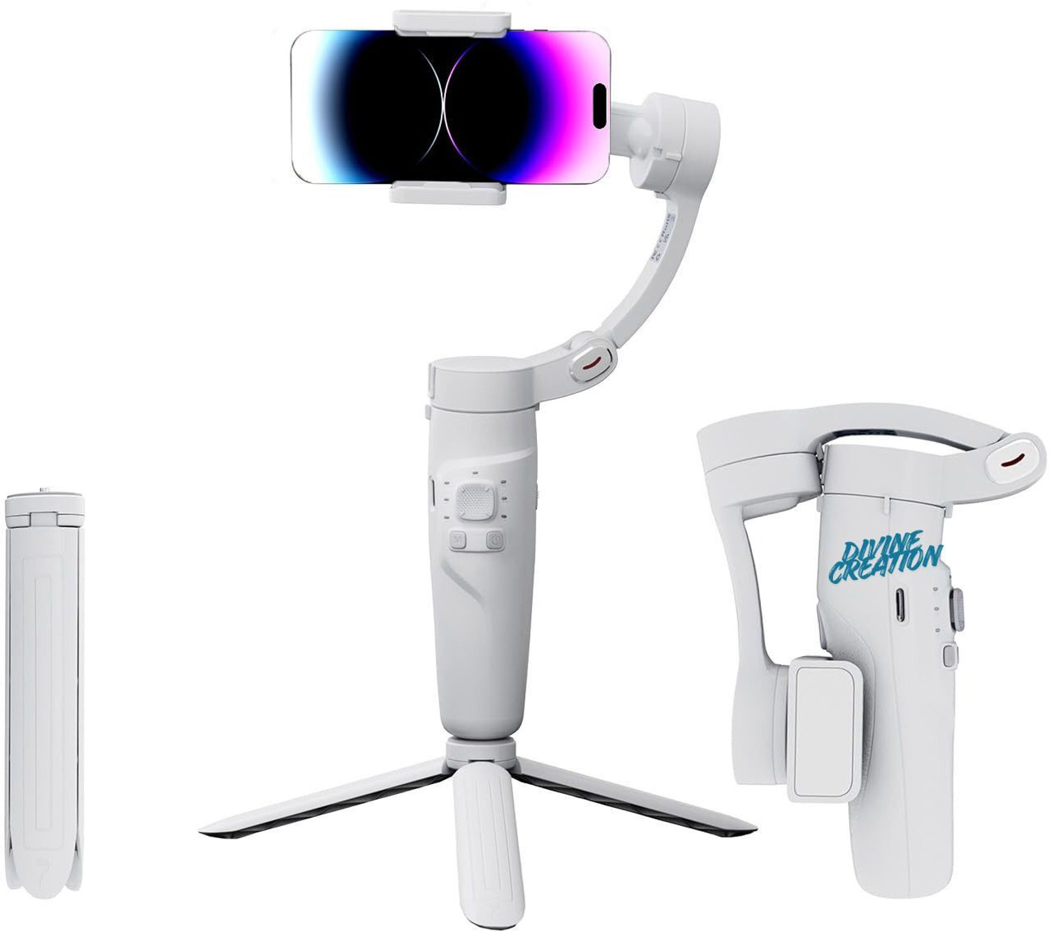 Image of keeva 3 Axis Handheld Smartphone Gimbal Stabilizer, Zoom Capability, Object Tracking, Video Edit & Share Support, Action Camera Support, 8 Hours Battery Life 3 Axis 3 Axis Gimbal for Camera, Mobile (300.0)