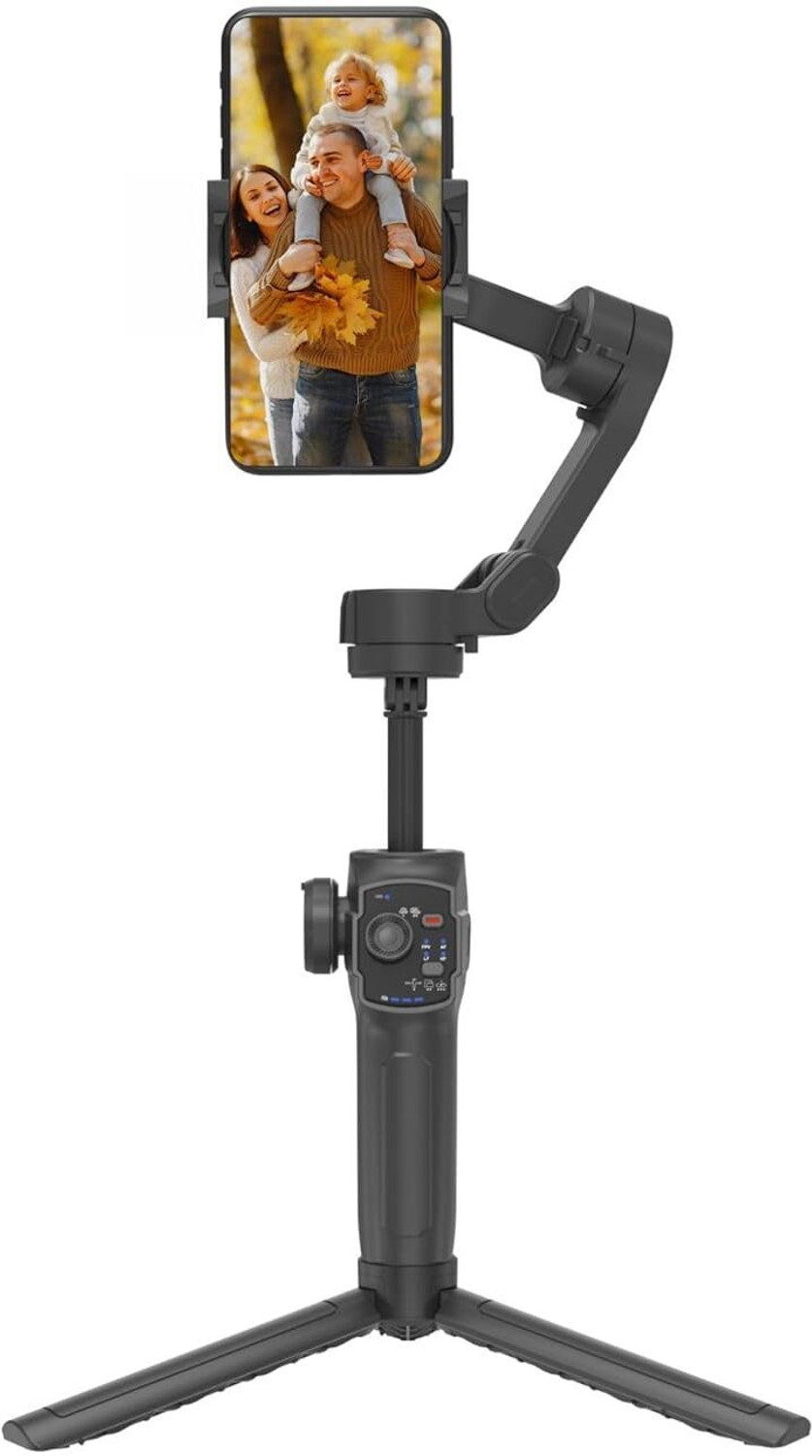 Image of keeva 3 Axis Handheld Smartphone Gimbal Stabilizer, Zoom Capability, Object Tracking, Video Edit & Share Support, Action Camera Support, 8 Hours Battery Life 3 Axis 3 Axis Gimbal for Camera, Mobile (300.0)