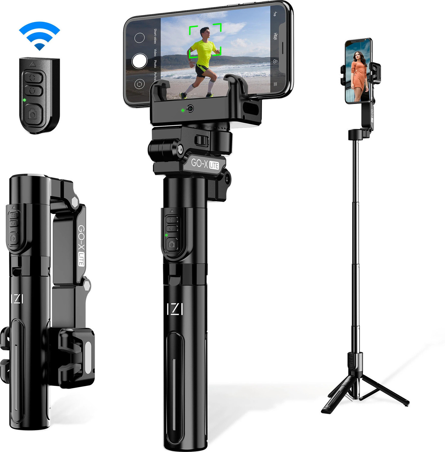 IZI GO X Lite Smartphone Stabilizer with Remote, Automatic Rotation, AI Tracking Single Gimbal for Mobile (310) - Image 1