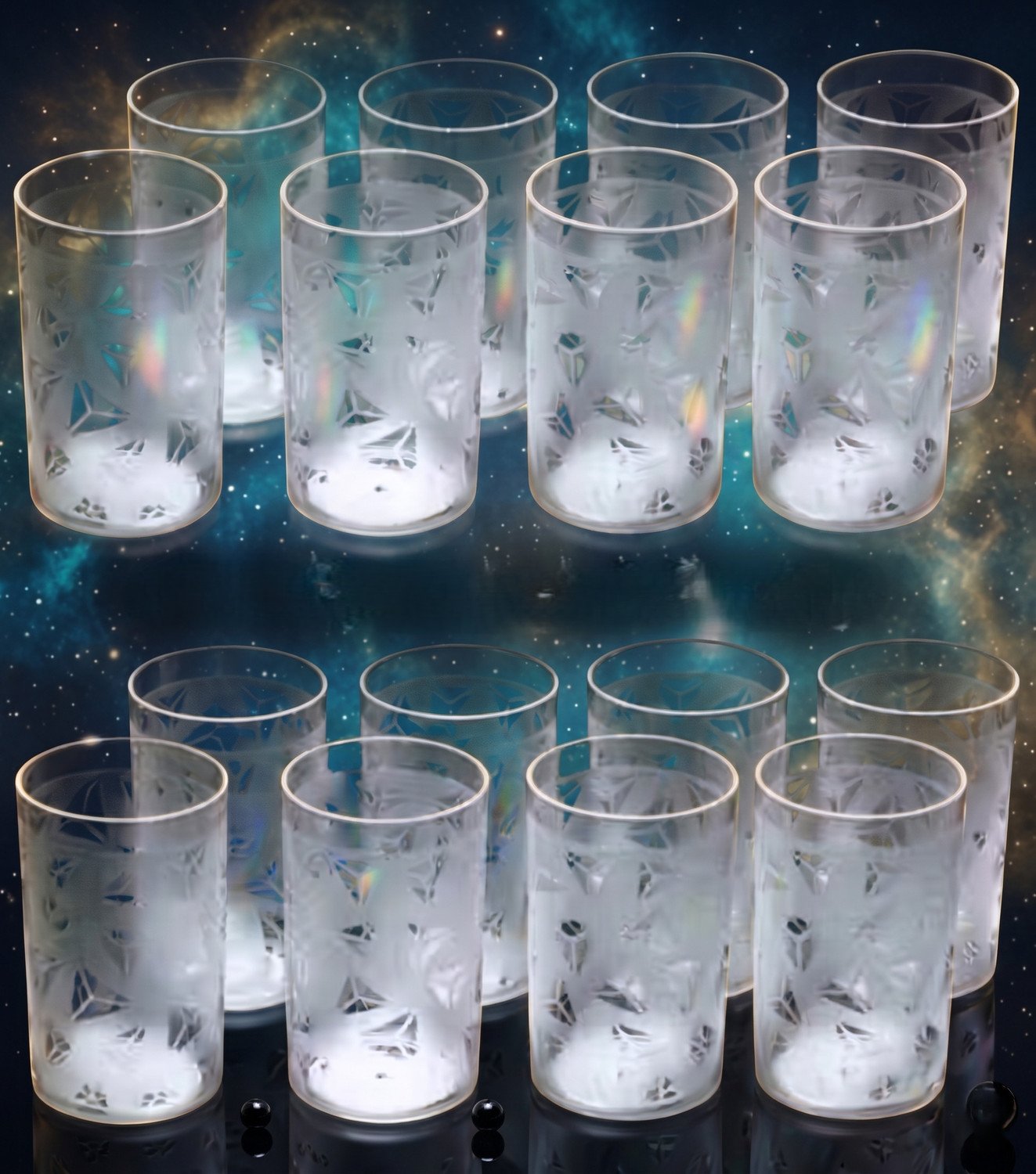 MR CORPORATION Diamond Texture Glass Set of 16 Pack of 16 - Image 2