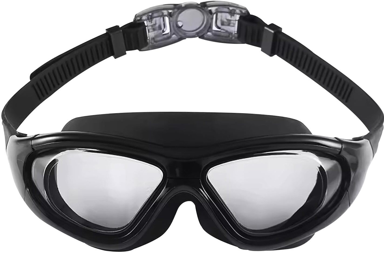 Image of AirSound Big Frame Swim Goggles UV & Fog Resistant with Case - Adults (Black)