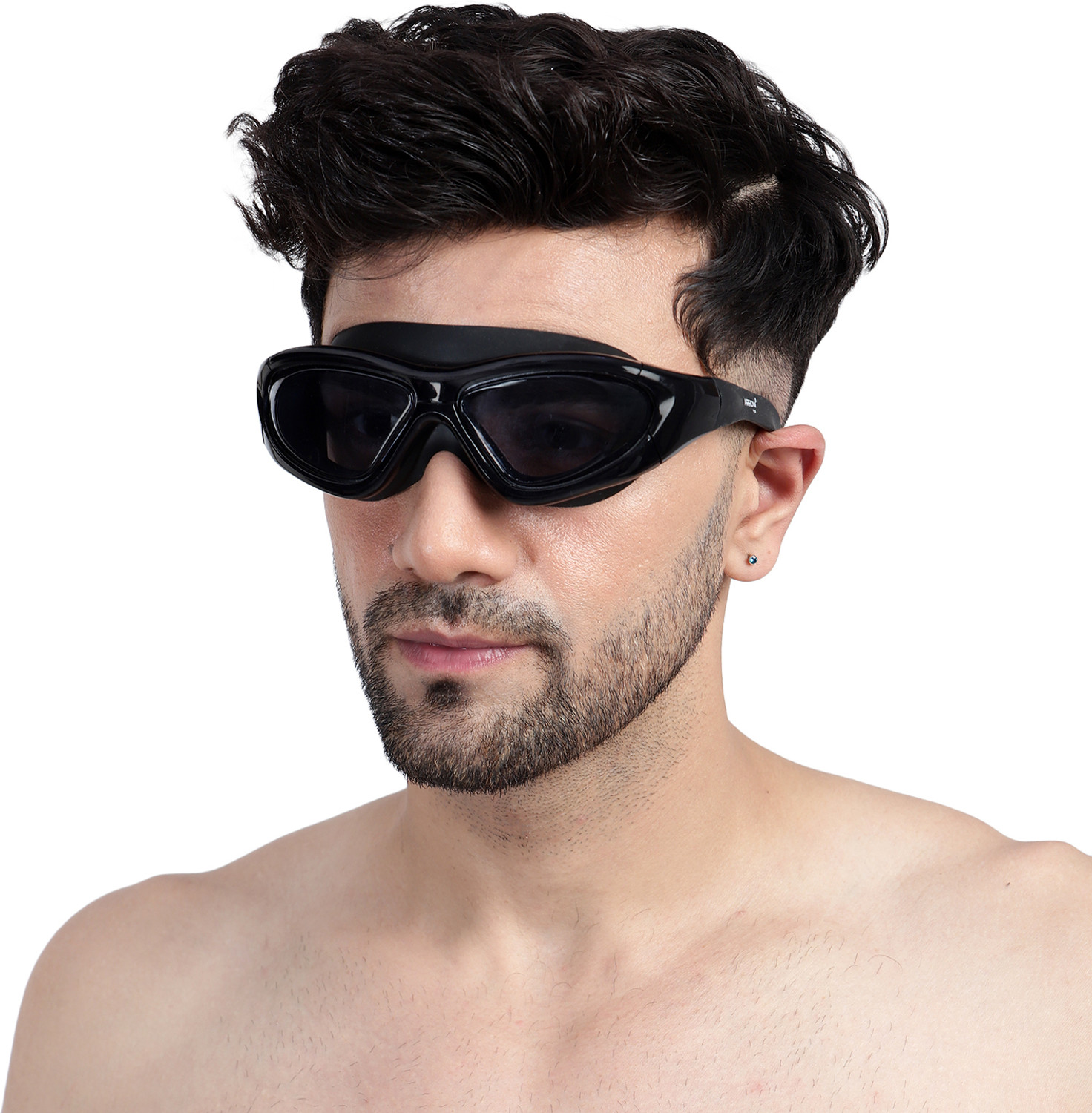 Image of AirSound Big Frame Swim Goggles UV & Fog Resistant with Case - Adults (Black)