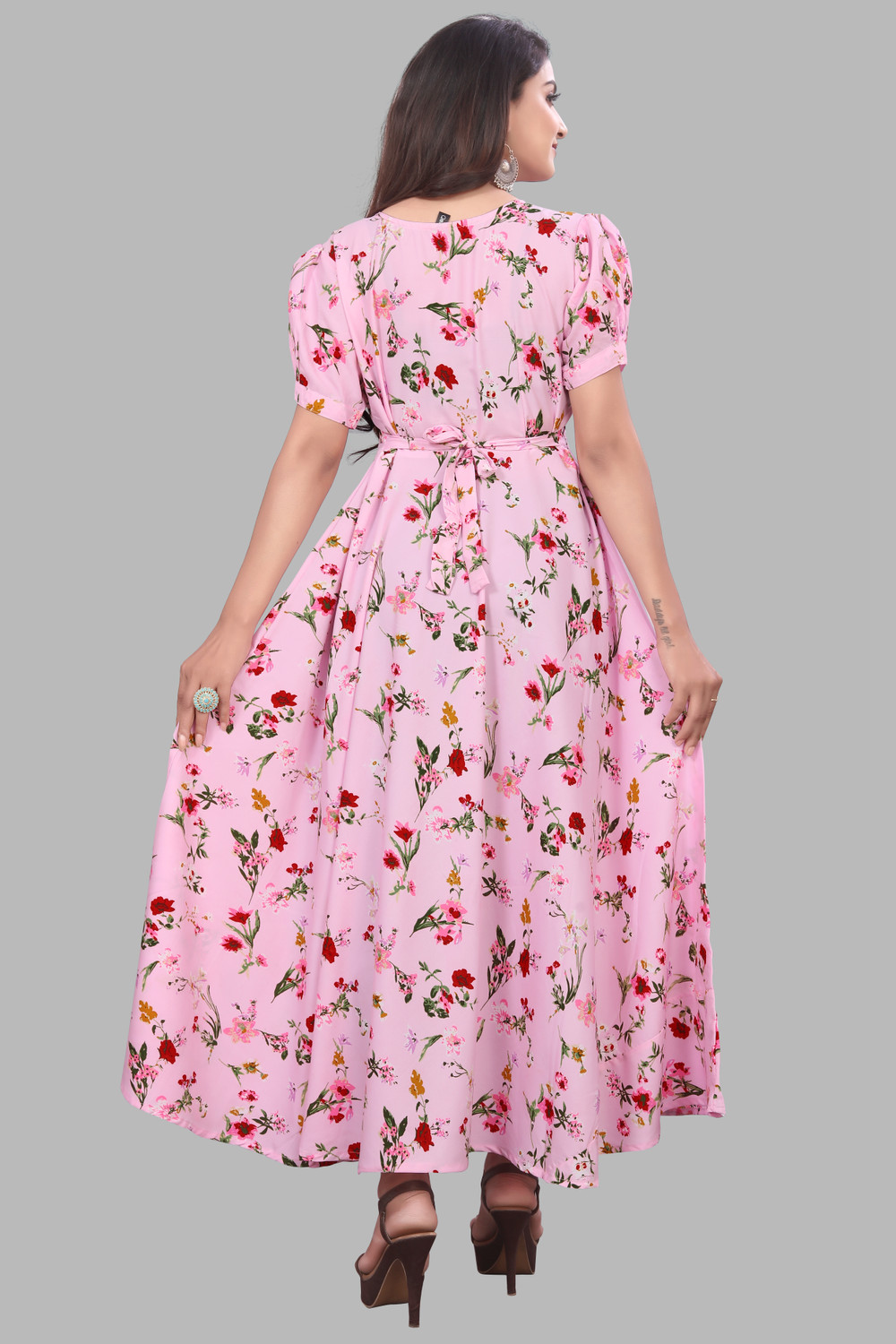 Image of ZOPDI Women Fit and Flare Multicolor Maxi /Full Length Dress