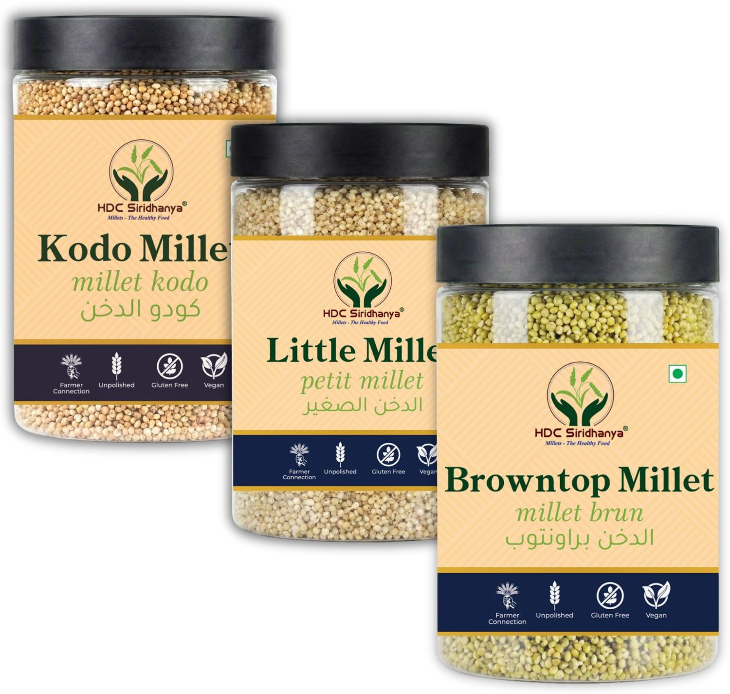 Image of Manna Browntop Millet Natural Grains, 1.5kg (500g x 3 Packs) - (Chotti Kangni / Andu Korralu / Korale) | Native Low GI Millet Rice | High Protein & 100% more Fibre than Rice Browntop Millet (1.5 kg, Pack of 3)