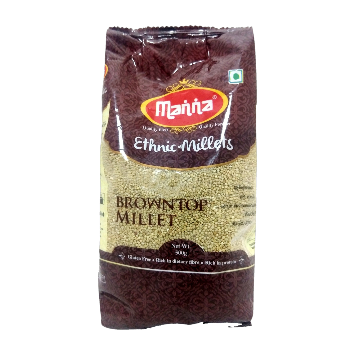 Image of Manna Browntop Millet Natural Grains, 1.5kg (500g x 3 Packs) - (Chotti Kangni / Andu Korralu / Korale) | Native Low GI Millet Rice | High Protein & 100% more Fibre than Rice Browntop Millet (1.5 kg, Pack of 3)