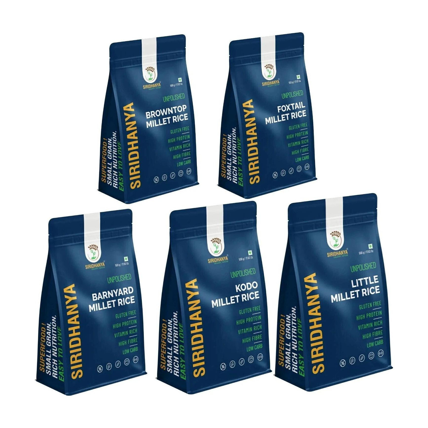 Image of Manna Browntop Millet Natural Grains, 1.5kg (500g x 3 Packs) - (Chotti Kangni / Andu Korralu / Korale) | Native Low GI Millet Rice | High Protein & 100% more Fibre than Rice Browntop Millet (1.5 kg, Pack of 3)